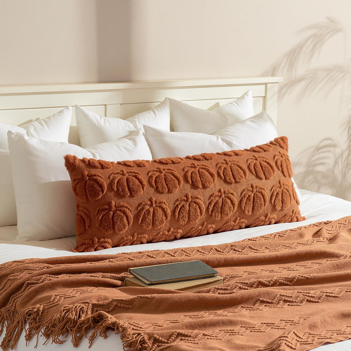 MIULEE Fall Pillow Covers Pumpkin Fall Decor 18x18 Dark Rust | Set of 2 Fall Decorations for Home, Plush Faux Fur Farmhouse Accent Pillowcases, Porch Sofa Couch Cushion Bed Livingroom