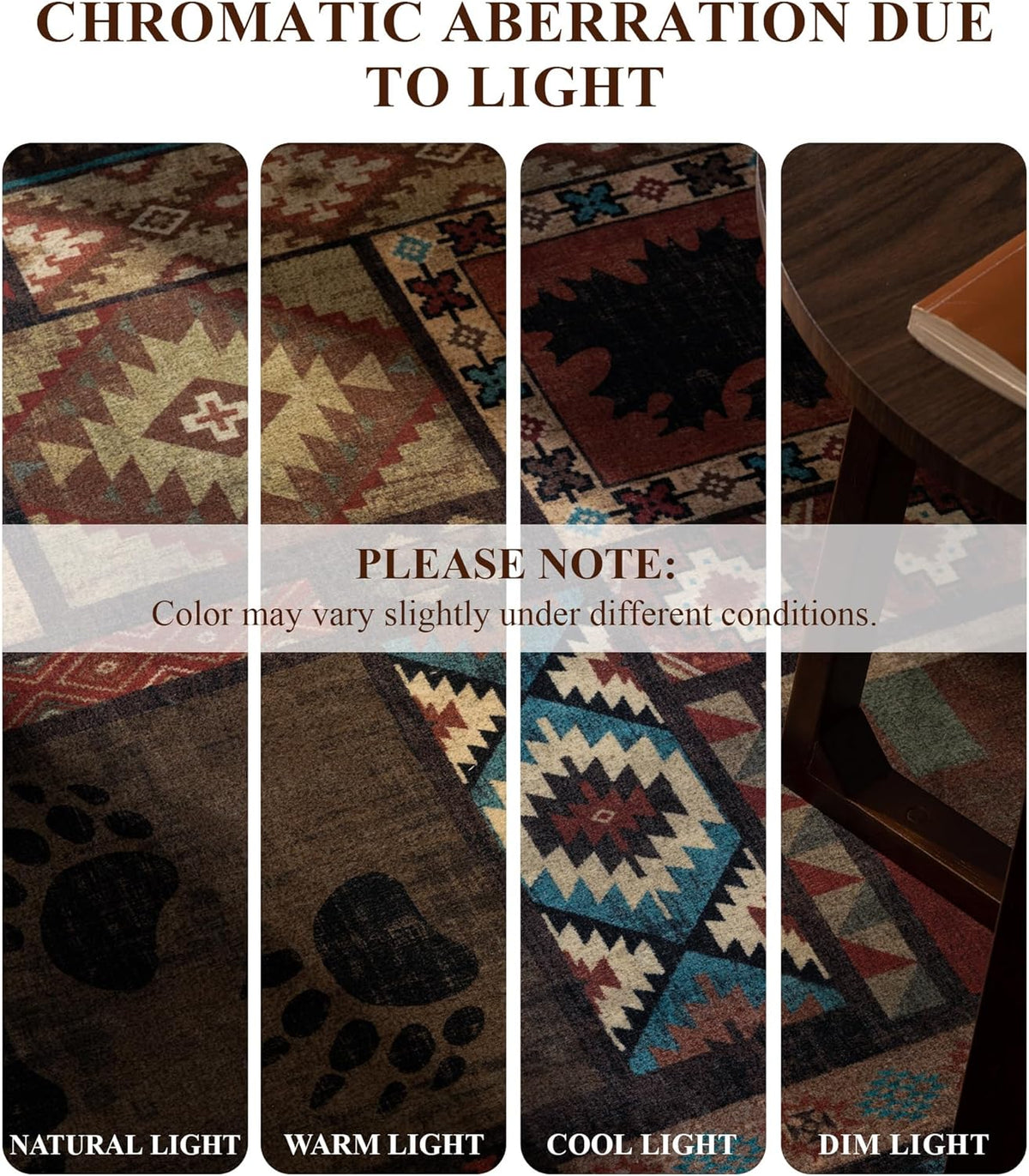 Rustic Cabin Area Rug 5x7,Machine Washable Lodge Bear Rug,Non-Slip Low Pile Print Pattern Southwestern Rug for Living Room Bedroom