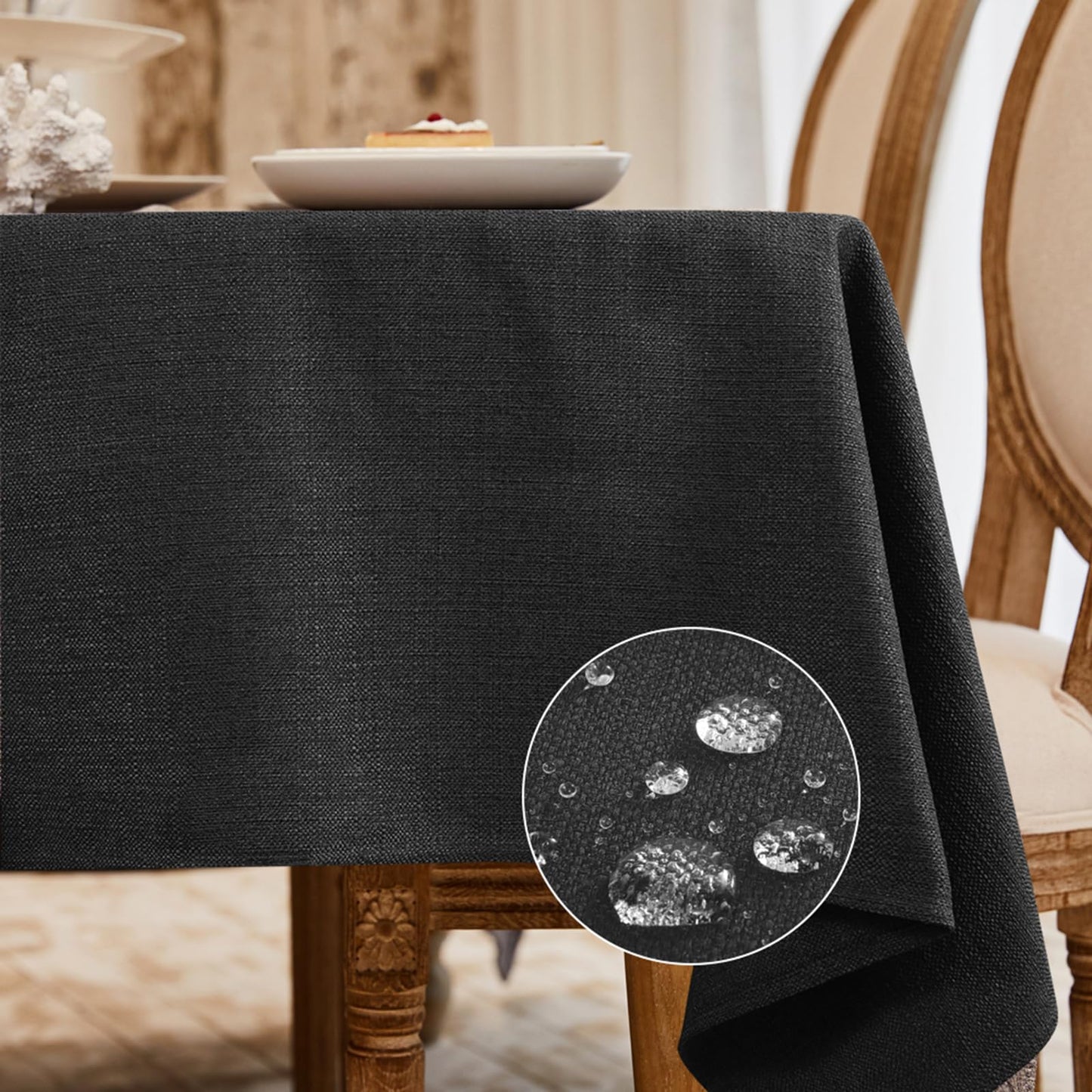 BALCONY & FALCON Rectangle Table Cloth Waterproof Beige 156"x90" | Rectangular Washable Wrinkle Resistant Table Cloth Linen Fabric Tablecloths for Dining Party Kitchen Wedding and Outdoor Use