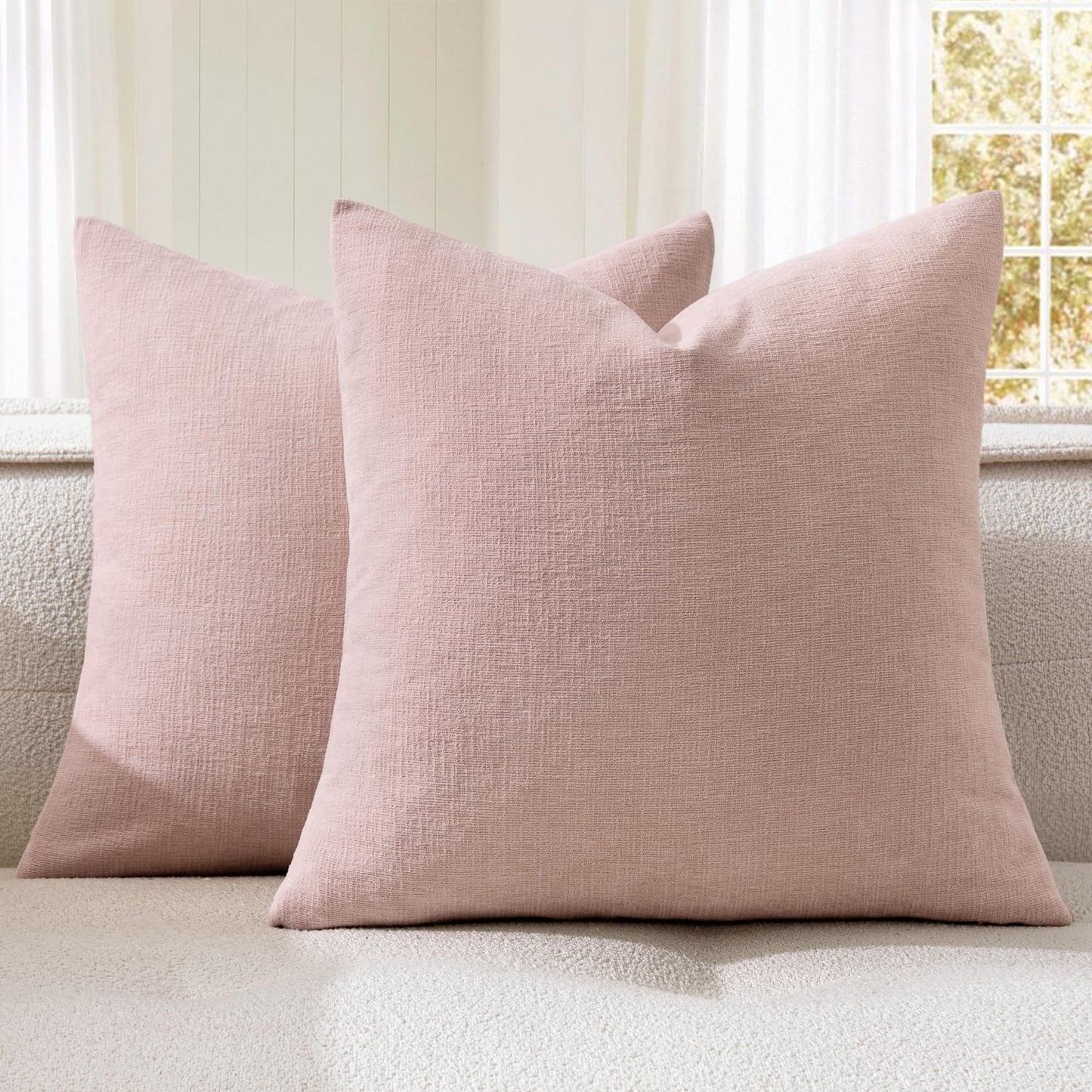 MIULEE Olive Green Chenille Couch Throw Pillow Covers, 18x18 | Set of 2, Soft Modern Farmhouse Style, Decorative Pillowcases for Sofa Living Room Bed, Home Decor