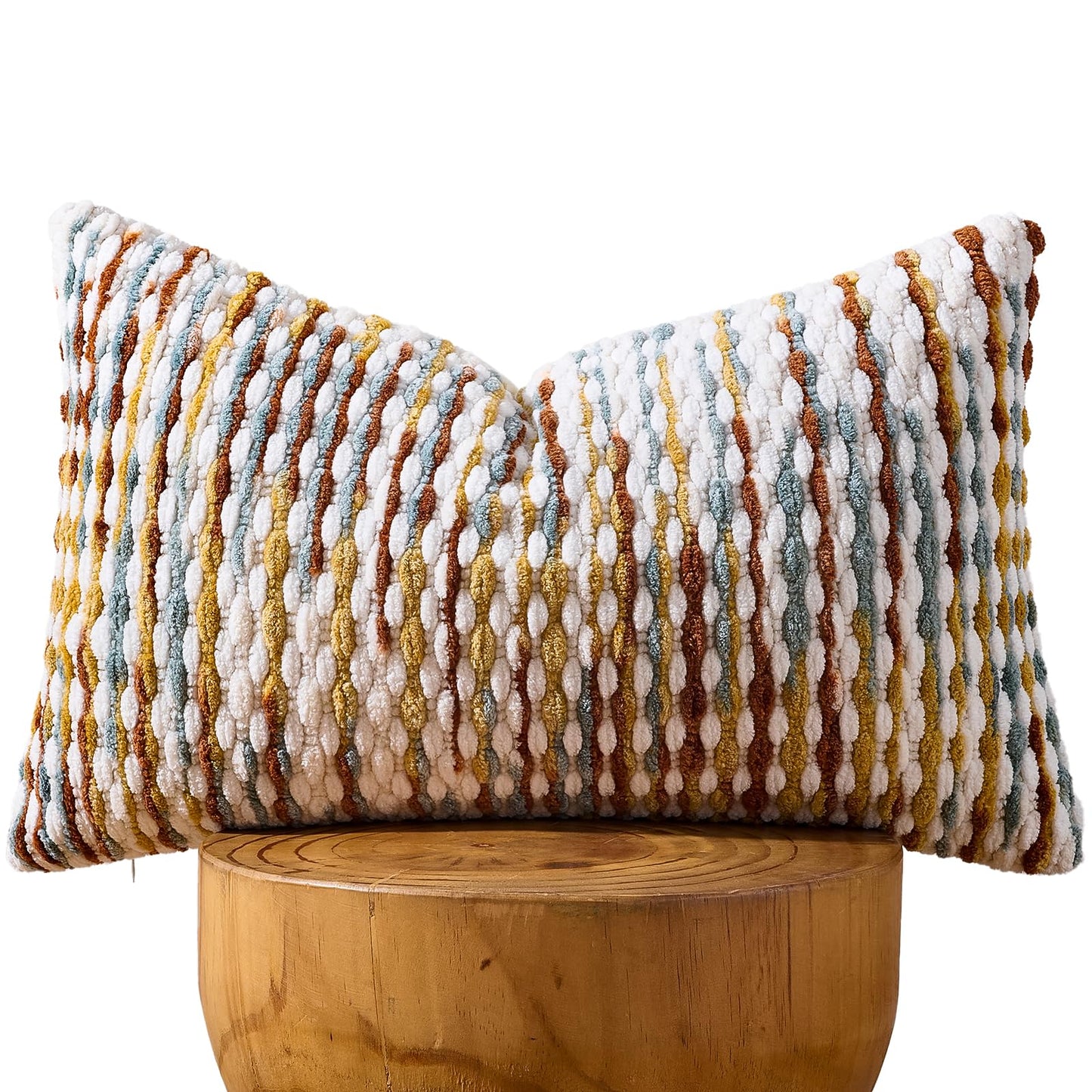 Set of 2 Boho Chenille Pillow Cover Decorative Tufted Pillowcase for Couch Bed Sofa Bedroom Living Room Modern 18 x 18-Inch Brown
