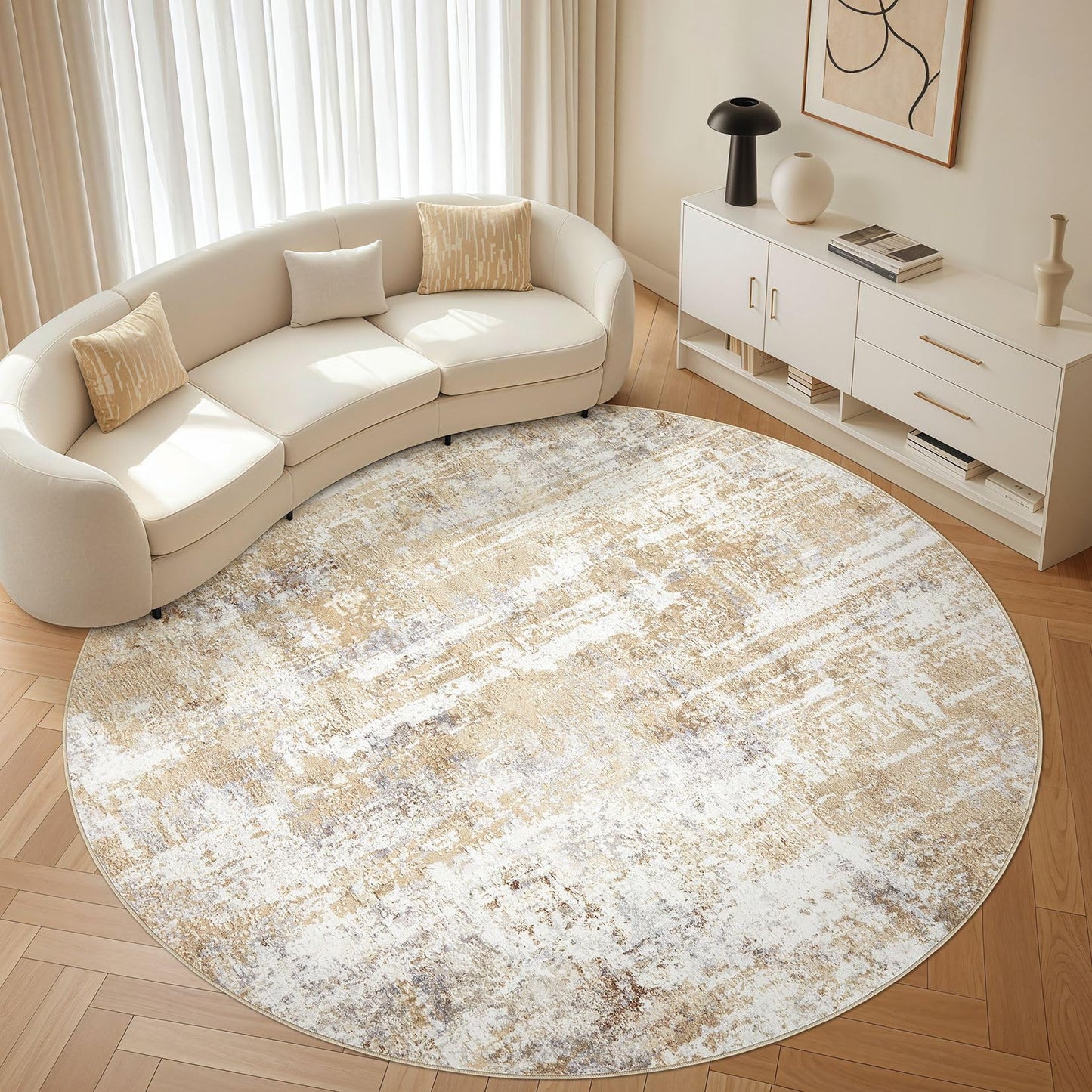 LOONGRUG Area Rug 5x7 Washable Neutral Modern Abstract Living Room Rugs | Soft Stain Resistant Non-Slip Indoor Carpet for Bedroom Nursery Playroom Dining Room Office Dorm Home