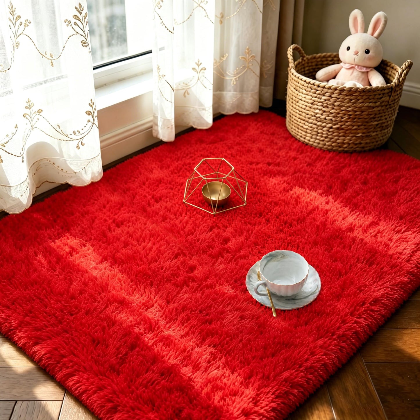 LOCHAS Area Rugs Fluffy Living Room Carpets for Kids Bedroom 6x9, Cream | Ultra Soft Indoor Modern Shaggy Rug for Dorm Nursery Boys Girls Home Decor