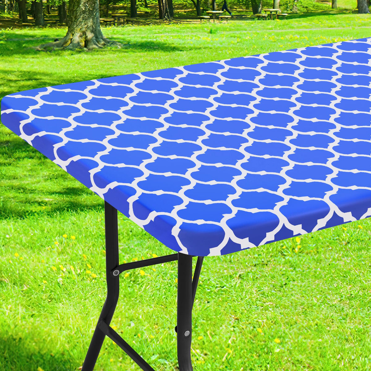Smiry Picnic Fitted Table Cover, 6 Foot Flannel Backed Vinyl Tablecloth | Waterproof Elastic Stretch Table Cloth, Wipeable Plastic Tablecloth for Camping, Indoor & Outdoor (Grey, 30" x 72")