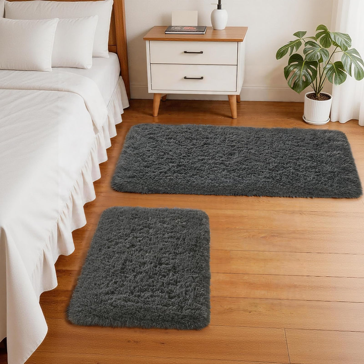 Ophanie 8x10 Area Rugs for Living Room, Washable Non-Slip Fluffy Soft Large Shag Bedroom Carpet, Ivory Big Indoor Nursery Rug, Carpets for Boy and Girls Room Dorm Decor with Over 99 pcs Pile fibers