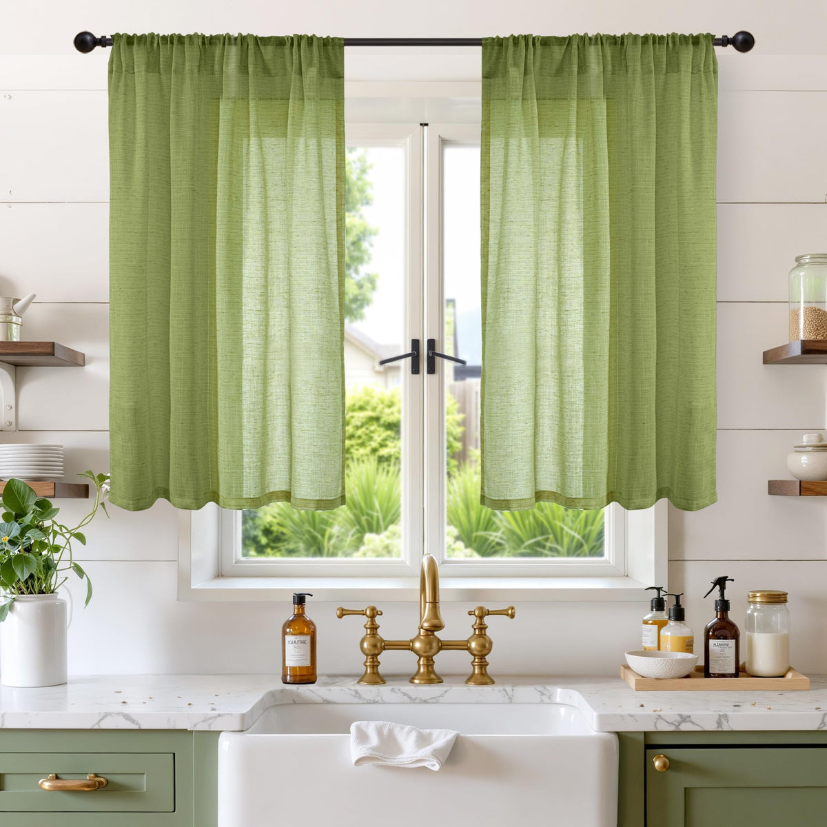 BGment Linen Sheer Curtains 84 Inches Long 2 Panels Set for Living Room | Light Filtering Drapes with Rod Pocket Lightweight Window Treatments for Bedroom, 52 X 84 Inch Length