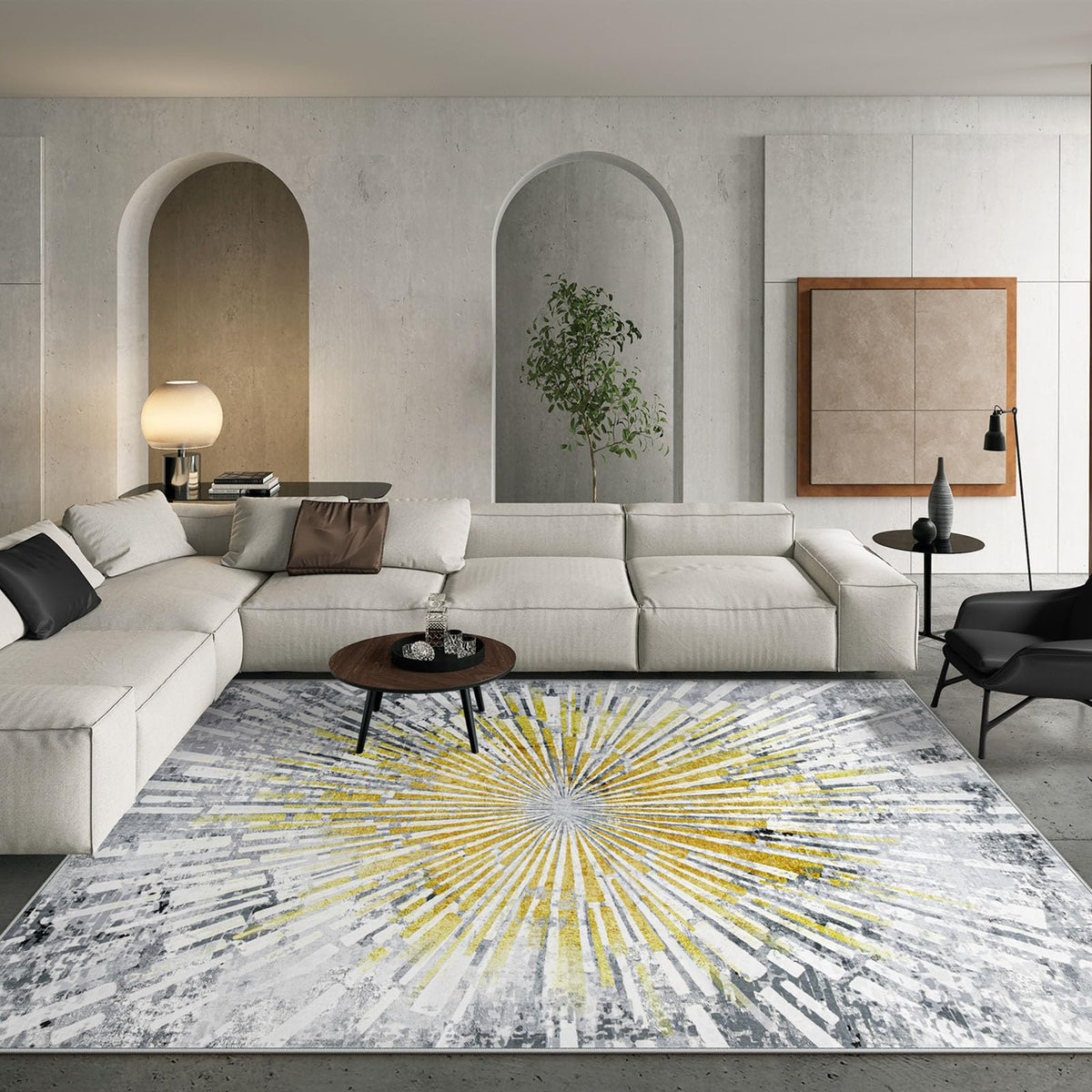 Lahome Manon Black 8x10 Rugs for Living Room, Modern Area Rugs Low Pile Soft Bedroom Rug, Washable Abstract Dining Room Rug Large Floor Carpet for Kids Playroom Nursery