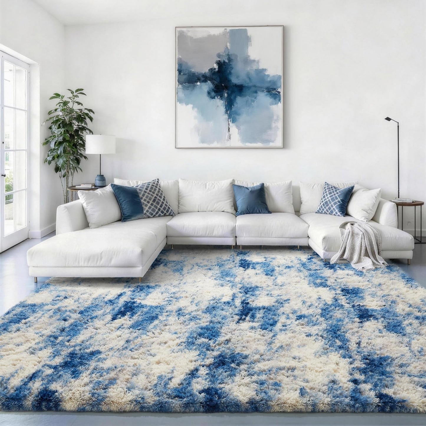 Ophanie Area Rugs for Living Room Bedroom, Washable Non-Slip Fluffy Soft Grey Shag Carpet, Indoor Floor Gray 4x6 Fuzzy Shaggy Living Room Plush Rug for Kids Home Dorm Decor Aesthetic