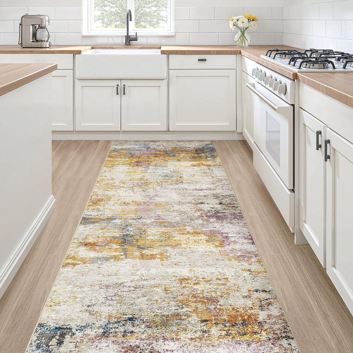 LOONGRUG Area Rug 5x7 Washable Neutral Modern Abstract Living Room Rugs | Soft Stain Resistant Non-Slip Indoor Carpet for Bedroom Nursery Playroom Dining Room Office Dorm Home