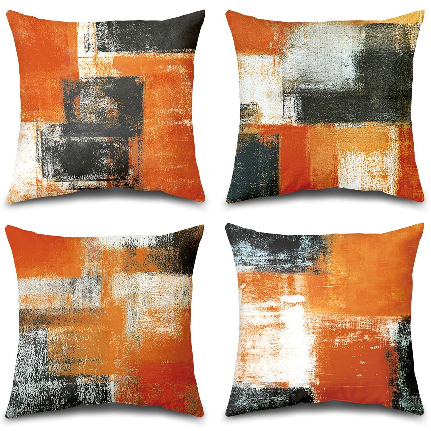 Set of 4 Blue and Grey Abstract Art Artwork Pillow Cover 18 x 18 Inch, Gallery Modern Decorative Throw Pillows Cushion Cover for Bedroom Sofa Living Room | Double-sided vibrant artwork accent cushion covers. Perfect decorative pillows for couch, sofa, bed
