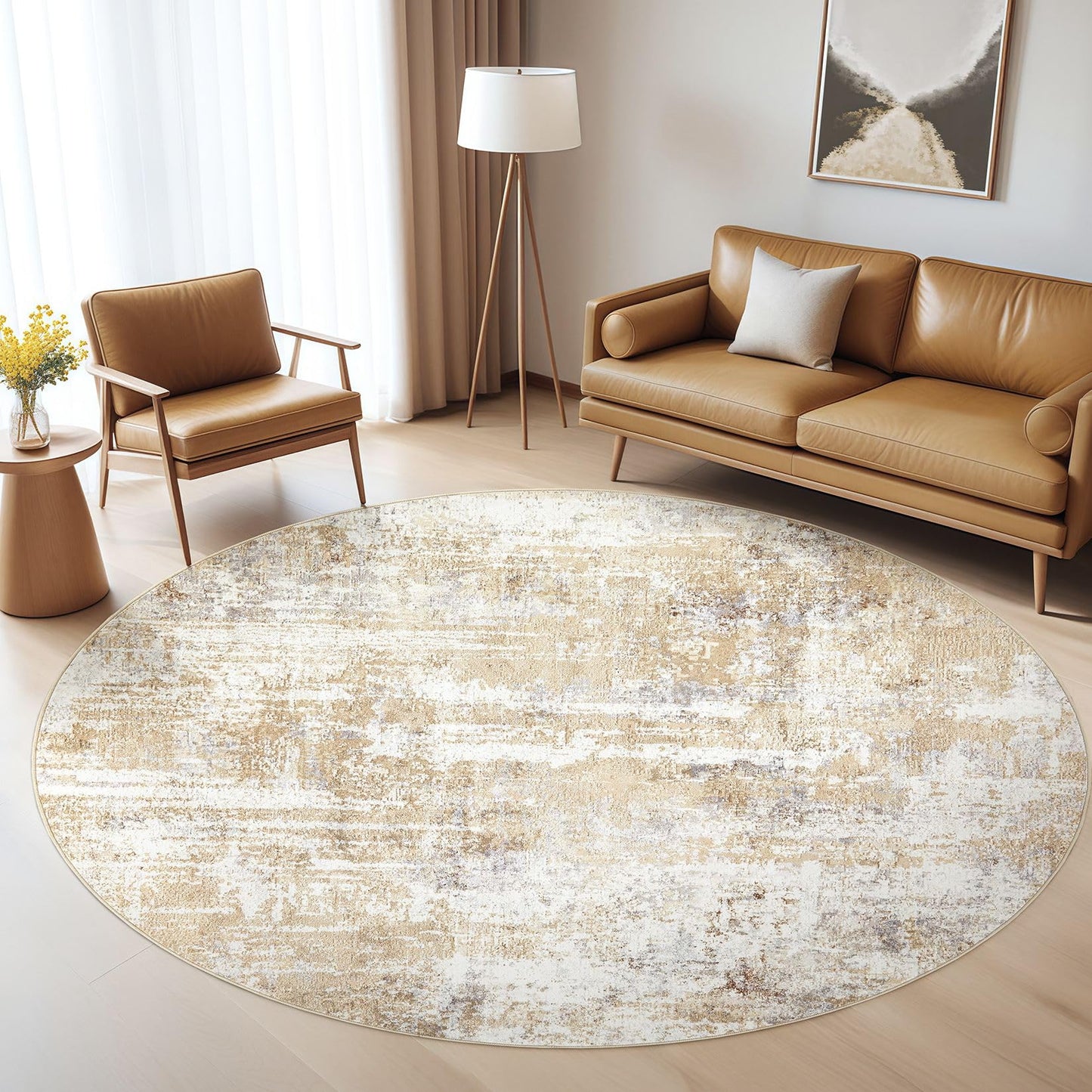 LOONGRUG Area Rug 5x7 Washable Neutral Modern Abstract Living Room Rugs | Soft Stain Resistant Non-Slip Indoor Carpet for Bedroom Nursery Playroom Dining Room Office Dorm Home