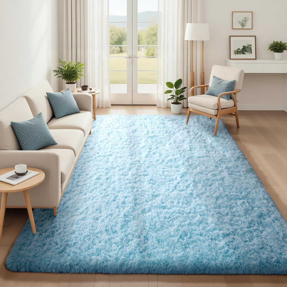 Ophanie Area Rugs for Living Room Bedroom, Washable Non-Slip Fluffy Soft Grey Shag Carpet, Indoor Floor Gray 4x6 Fuzzy Shaggy Living Room Plush Rug for Kids Home Dorm Decor Aesthetic