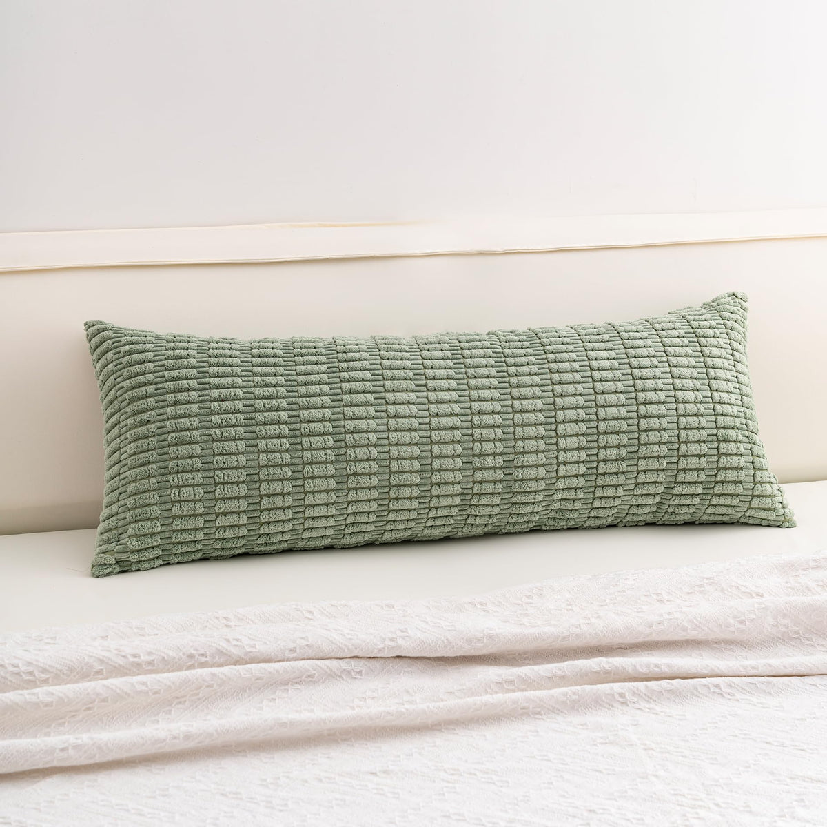 Pack of 2 Corduroy Decorative Throw Pillow Covers 18x18 Inch, Cream White | Fall Soft Striped Pillow Covers Modern Farmhouse Home Decor Christmas Throw Pillow Covers for Sofa Living Room Couch Bed ﻿