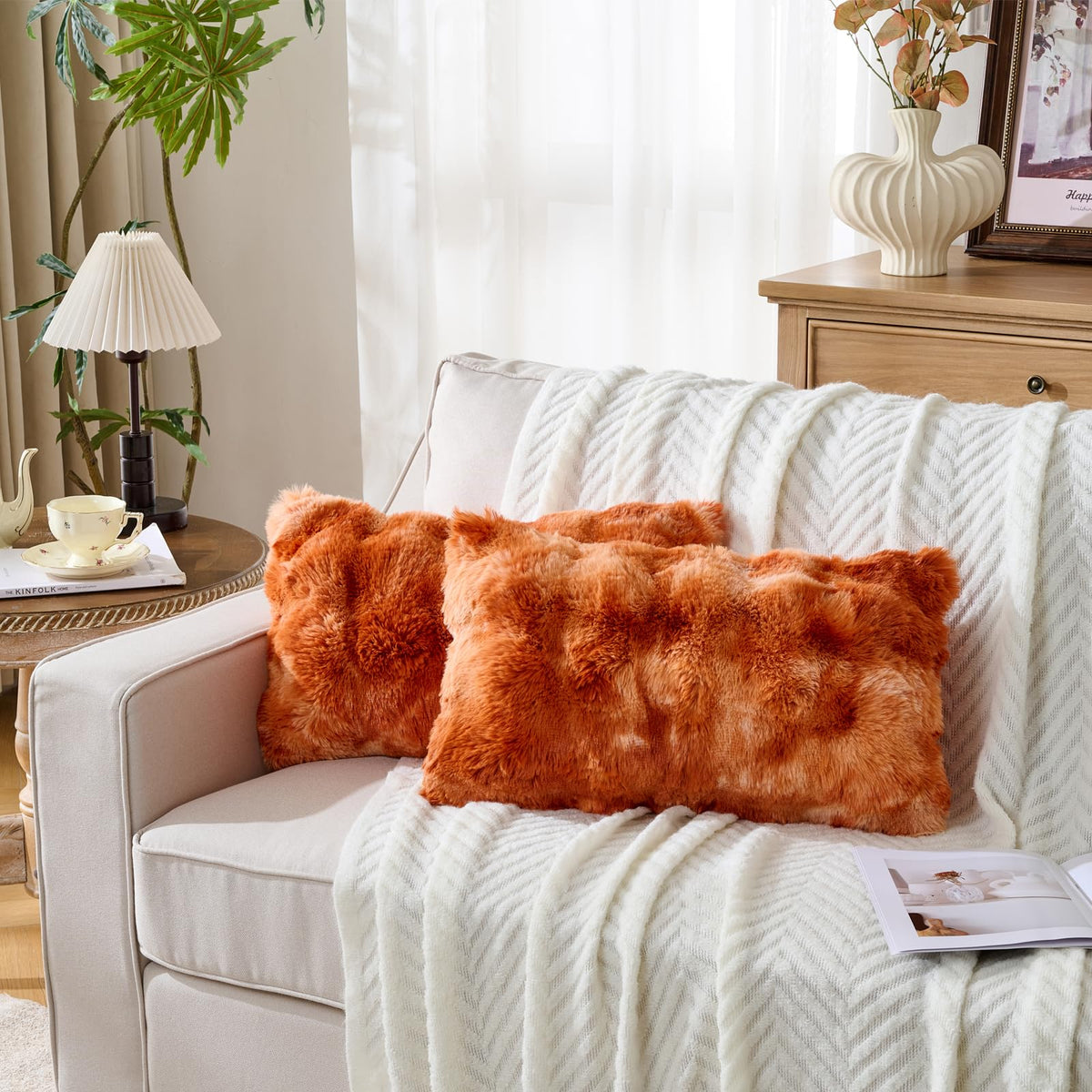 Cheetah Print Faux Fur Fluffy Pillowcases,Plush Soft Throw Pillow Covers, Fuzzy Decorative Leopard Print Pillow Cases, Furry Brown Leopard Cushion Covers for Couch Sofa-18x18 inch Set of 2