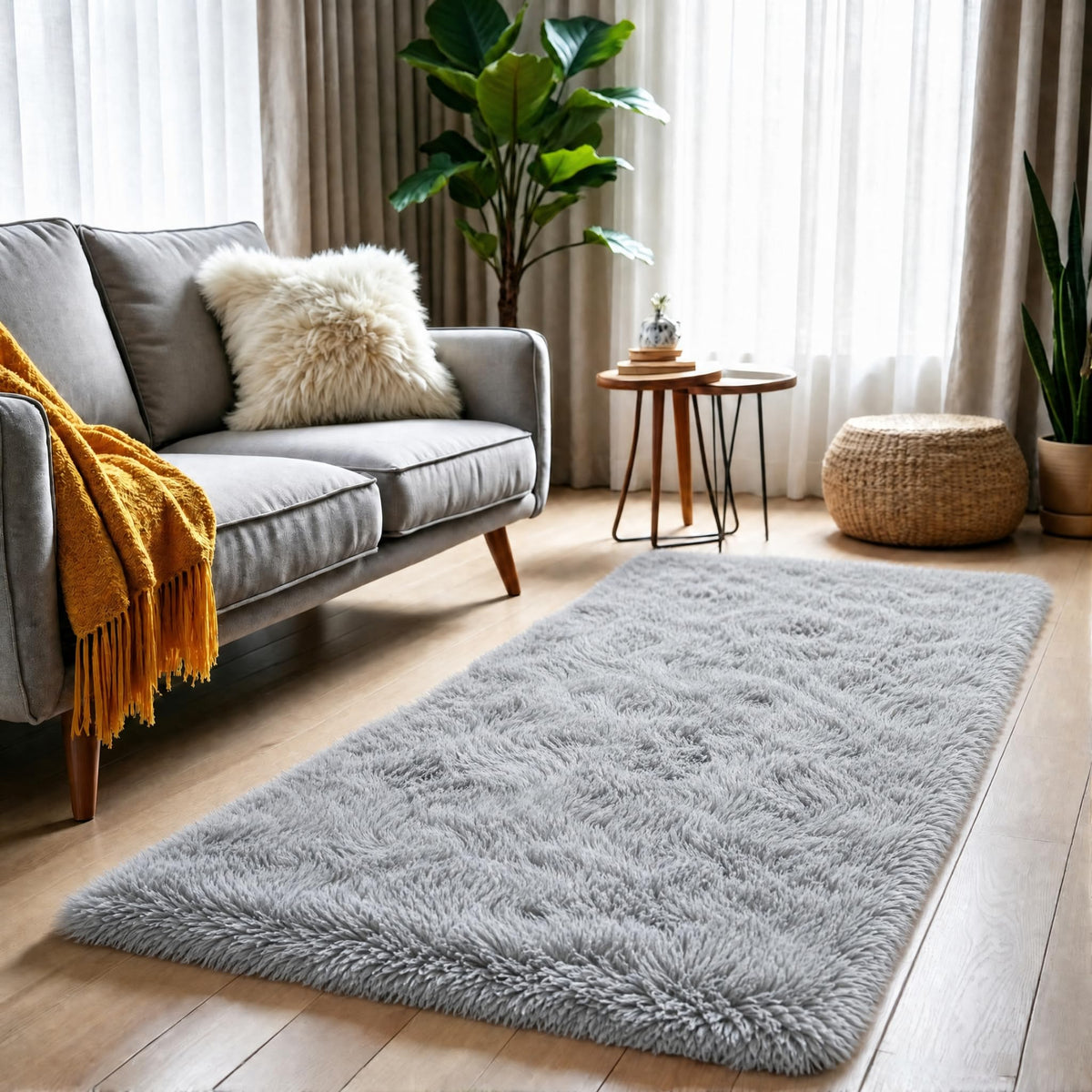 LOCHAS Area Rugs Fluffy Living Room Carpets for Kids Bedroom 6x9, Cream | Ultra Soft Indoor Modern Shaggy Rug for Dorm Nursery Boys Girls Home Decor