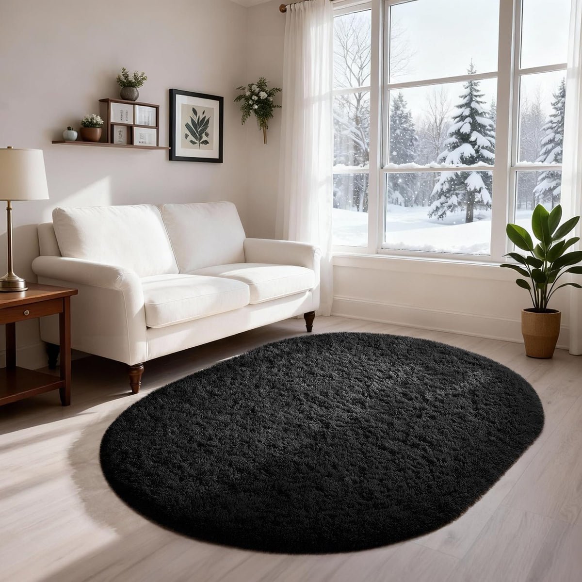 Ophanie 8x10 Area Rugs for Living Room, Washable Non-Slip Fluffy Soft Large Shag Bedroom Carpet, Ivory Big Indoor Nursery Rug, Carpets for Boy and Girls Room Dorm Decor with Over 99 pcs Pile fibers