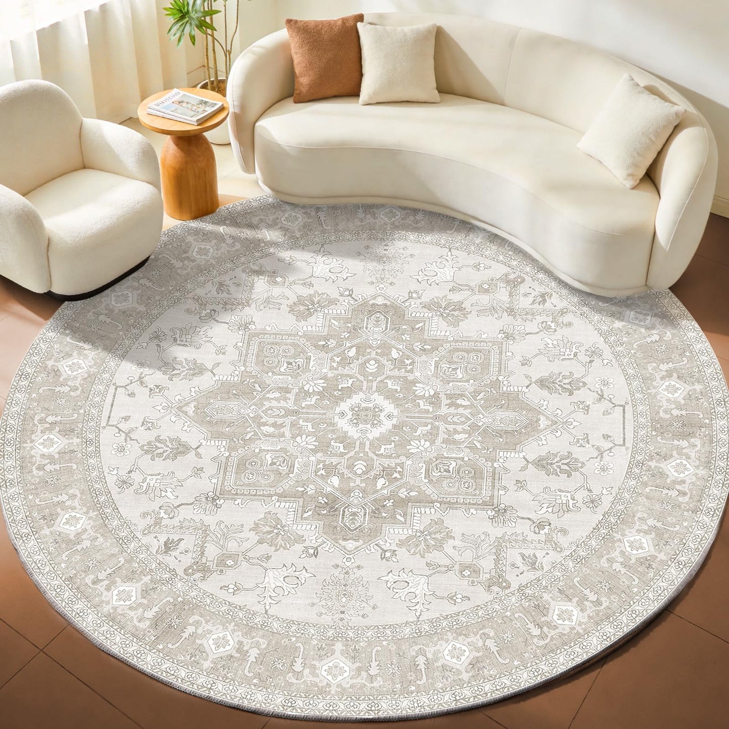 OPPODREAM Soft Area Rugs 5x7, Persian-Inspired Washable Rug, Blue & Gold | Low-Pile Faux Cashmere Surface, TPR Non-Slip Backing, 5 x 7 Carpet for Bedroom, Office, Dorm, Dining Room