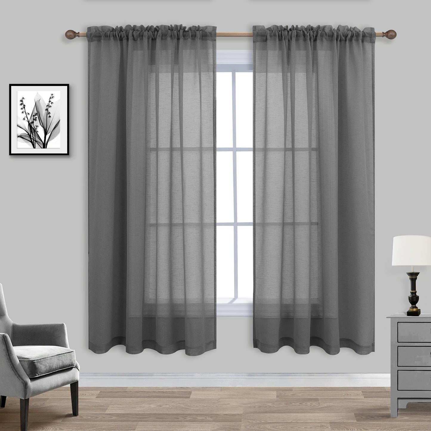 KOUFALL White Sheer Curtains 84 Inches Long 2 Panels,Gauze Cheese Cloth Linen Look Rod Pocket Flowy See Through Curtains for Living Room Bedroom