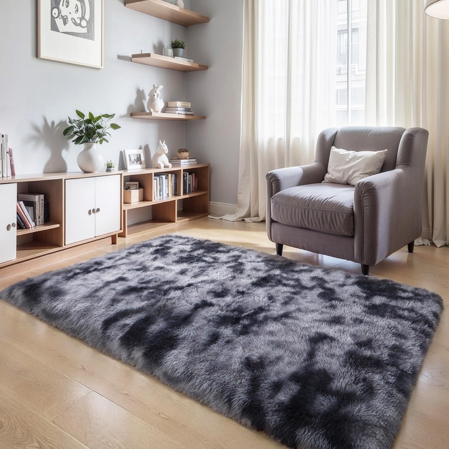 Pink Fluffy 4x6 Area Rugs for Bedroom Girls, Plush Washable Carpet | Area Rug for Kids Room, Nursery, Dorm Room, Non Slip Shaggy Floor Carpet