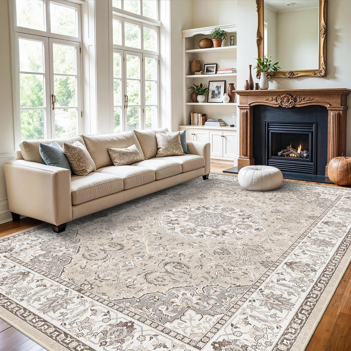 2x6 Hallway Washable Runner Rug : Vintage Soft Kitchen Laundry Runner with Non Slip Backing Farmhouse Entryway Living Room Floor Mat Stain Resistant Carpet for Bedroom Bathroom Distressed Beside Rug