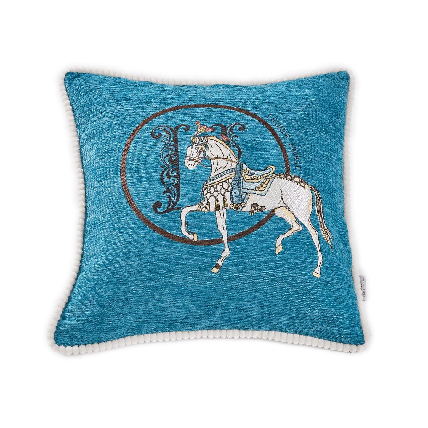 Croker Horse New Version 18x18 inches Throw Pillow Cushion Covers Set 2 Pack - Luxury Horse Jacquard Embroidery with Lace Trim Decorative Cover for Couch, Sofa, Living Room Bedroom (Red)