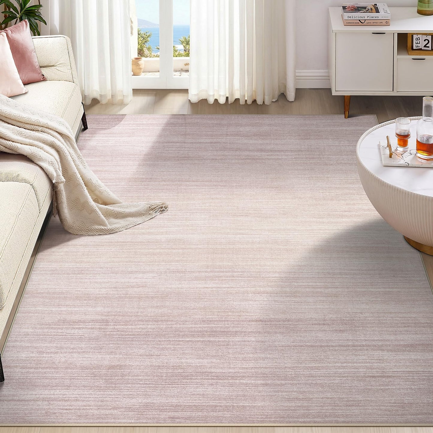 UERMEI 9x12 Area Rug Living Room Rugs - Washable Neutral Modern Abstract Soft Thin Large Rug Indoor Floor No Slip Rug Carpet for Bedroom Under Dining Table Home Office Decor - Brown Grey