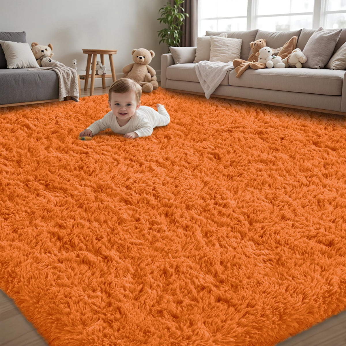 8x10 Area Rug for Living Room,Black Fluffy Shag Non-Slip Bedroom Rugs | Ultra Soft Large Fuzzy Plush Indoor Carpet，Washable Rugs for Bedroom Kids Nursery Office Dorm Modern Decor