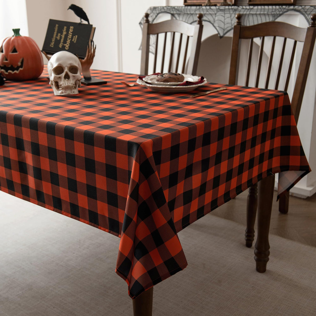 Waterproof Checkered Tablecloth Fabric - Rectangle 58x84 Inch Classic Gingham Buffalo Plaid Table Cloth for Indoor/Outdoor Use - Washable Table Cover for Kitchen, BBQs, and Parties