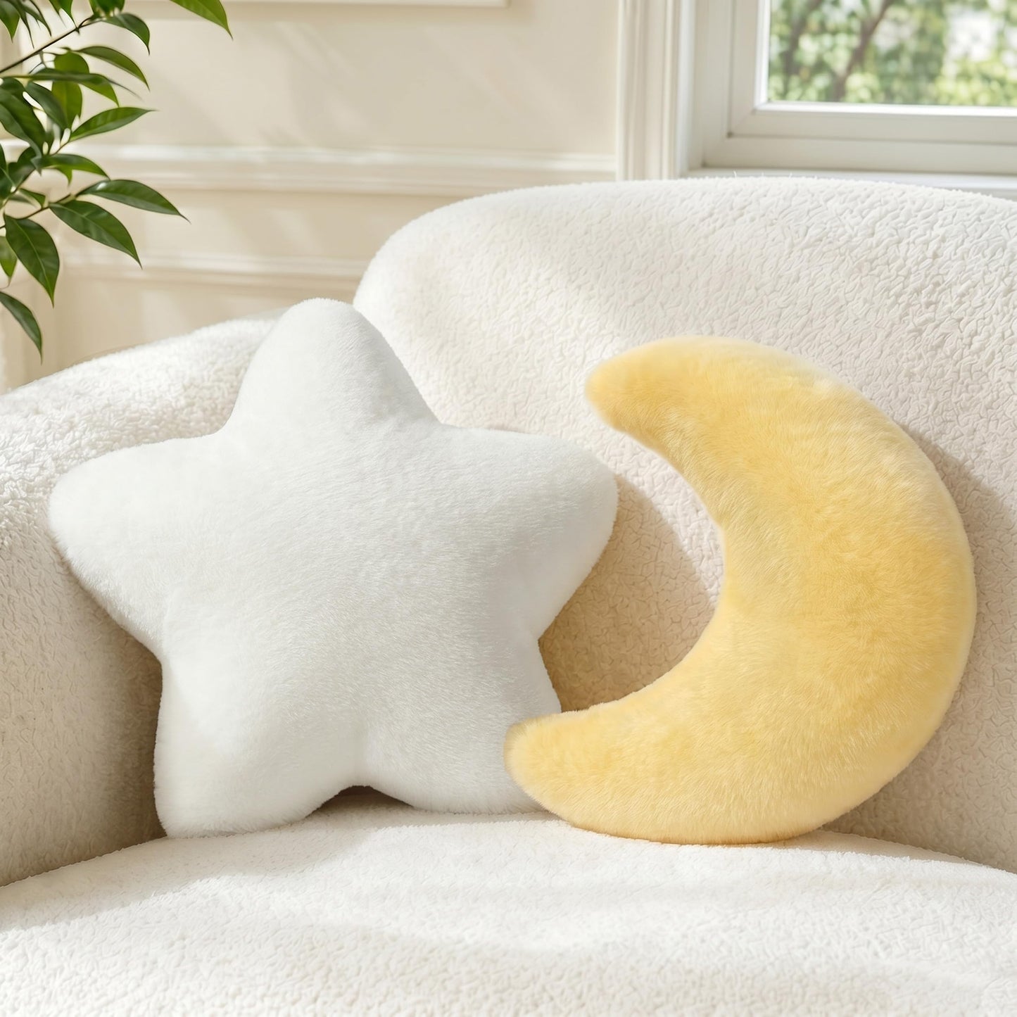 2PCS Star Pillow Set,15.35“ Cute Yellow Decorative Throw Pillows for Bed | Star Shaped Throw Pillows, Soft Faux Plush,PP Cotton Filling, Aesthetic Pillow Cushion for Room Bedroom Sofa Couch Decor