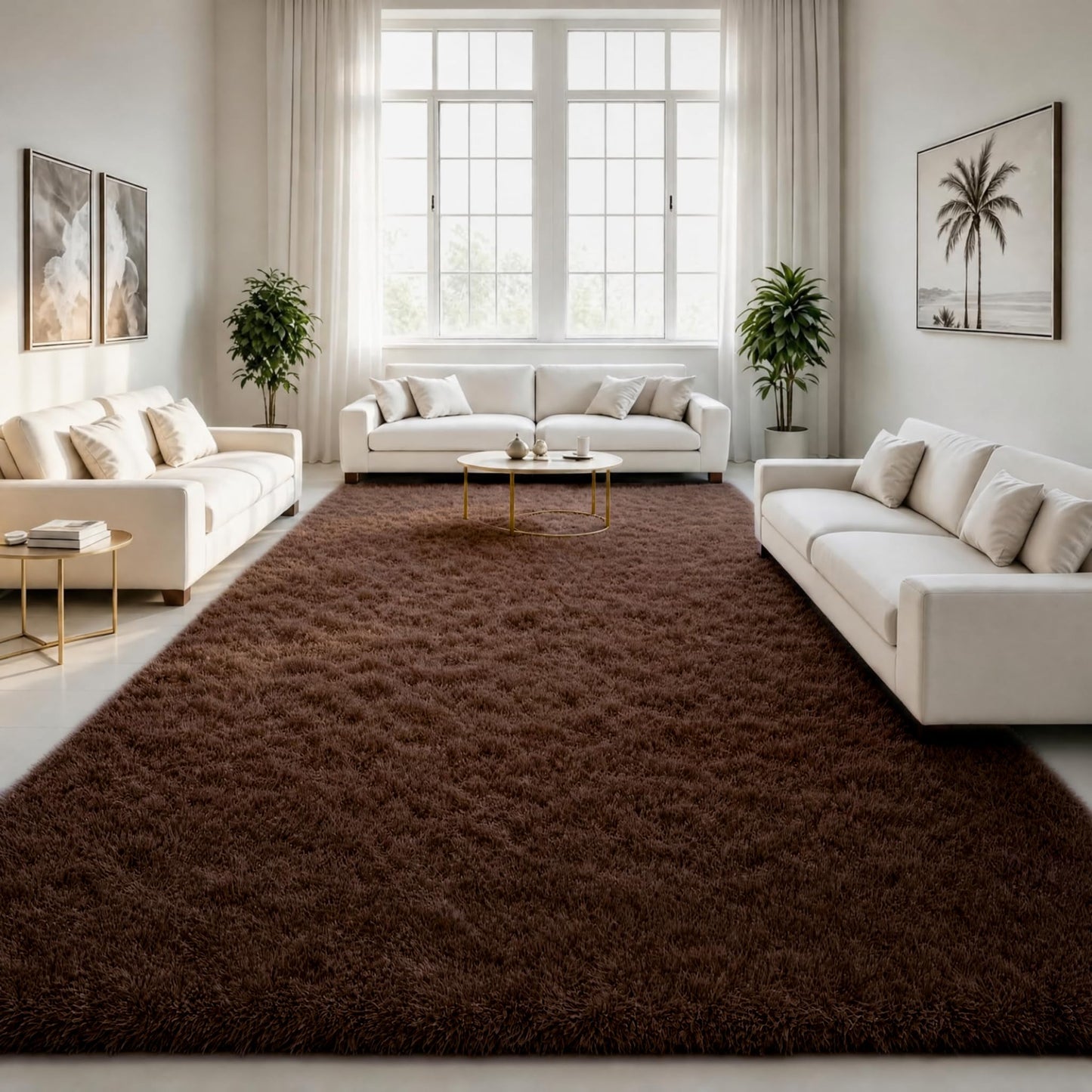 LOCHAS Area Rugs Fluffy Living Room Carpets for Kids Bedroom 6x9, Cream | Ultra Soft Indoor Modern Shaggy Rug for Dorm Nursery Boys Girls Home Decor