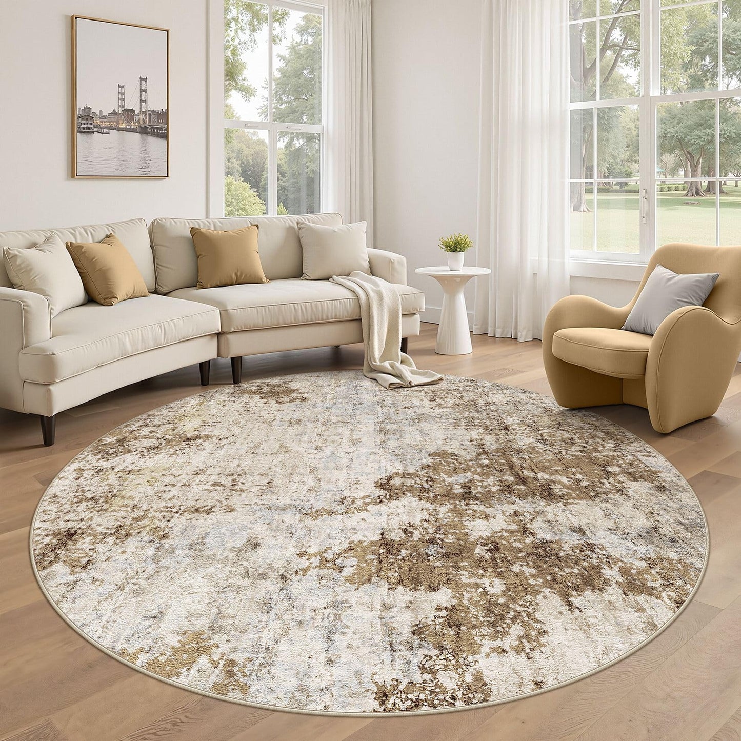 DMOYEST 8x10 Area Rug for Living Room Washable Abstract Indoor Carpet | Neutral Modern Low Pile Rugs Kid & Pet Friendly Large Soft Thin Carpet for Bedroom Dining Room - Grey Blue