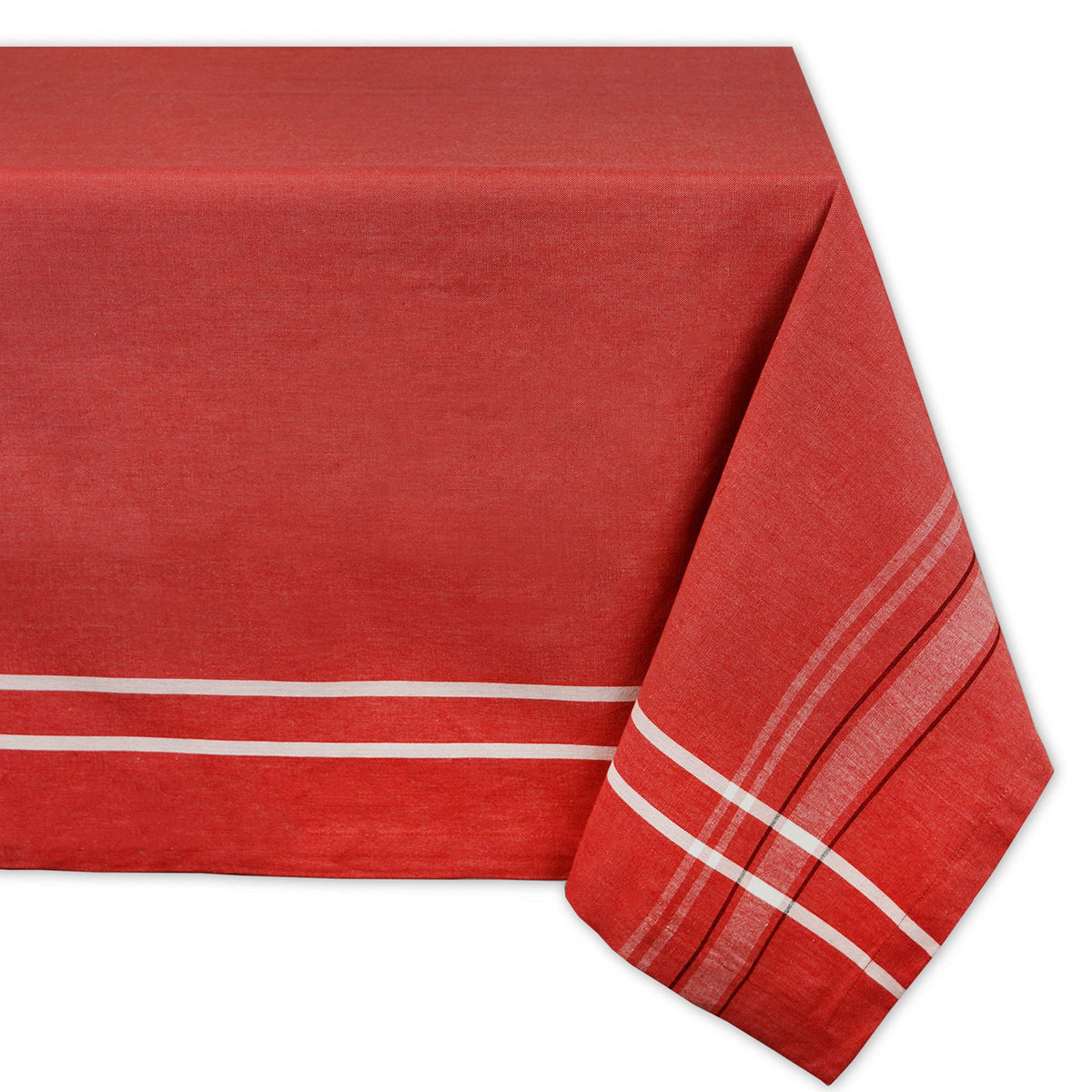 DII French Stripe Tabletop Collection Farmhouse Style Dining Table Linen Tablecloth, 60x84, Taupe/Teal