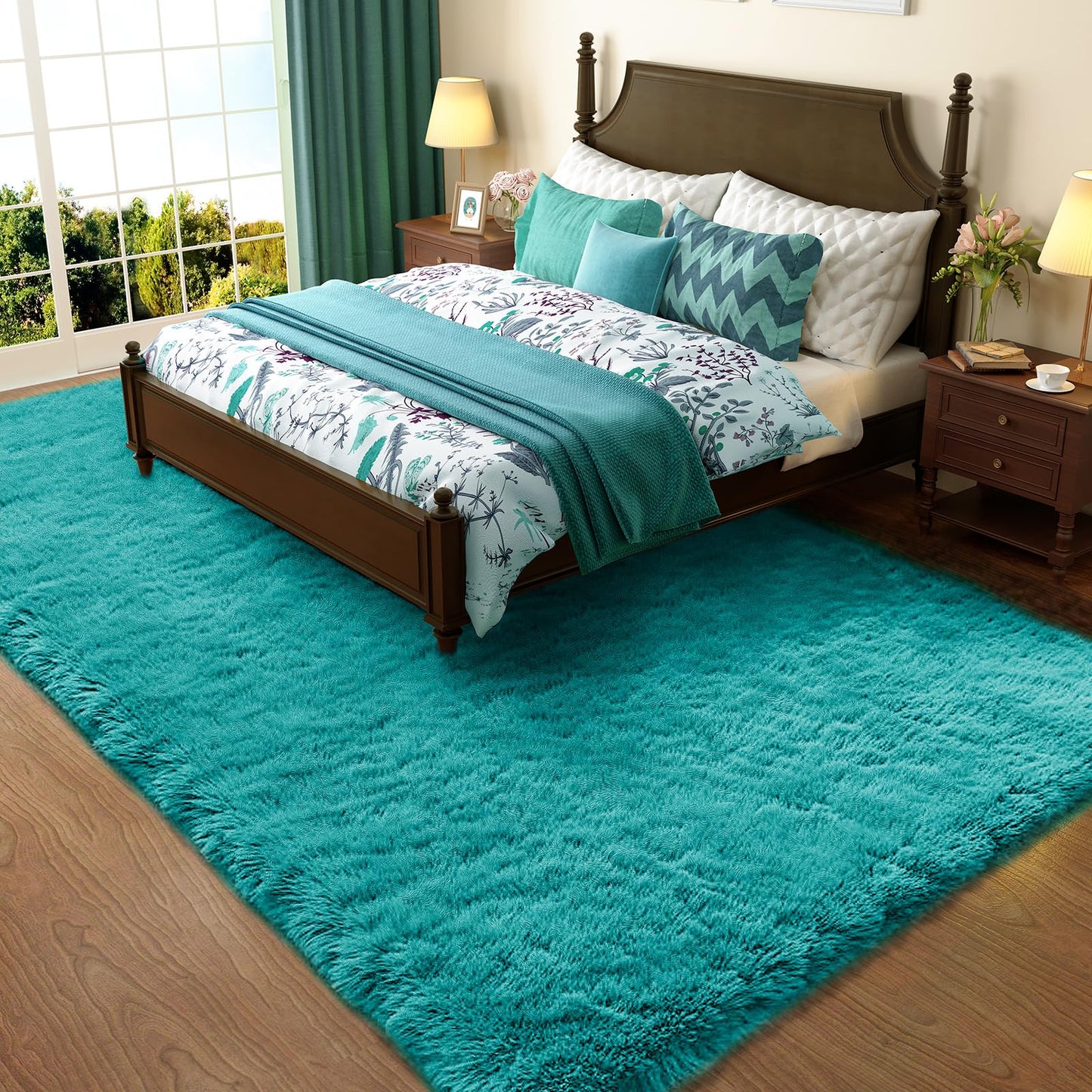 Ophanie 8x10 Area Rugs for Living Room, Washable Non-Slip Fluffy Soft Large Shag Bedroom Carpet, Ivory Big Indoor Nursery Rug, Carpets for Boy and Girls Room Dorm Decor with Over 99 pcs Pile fibers