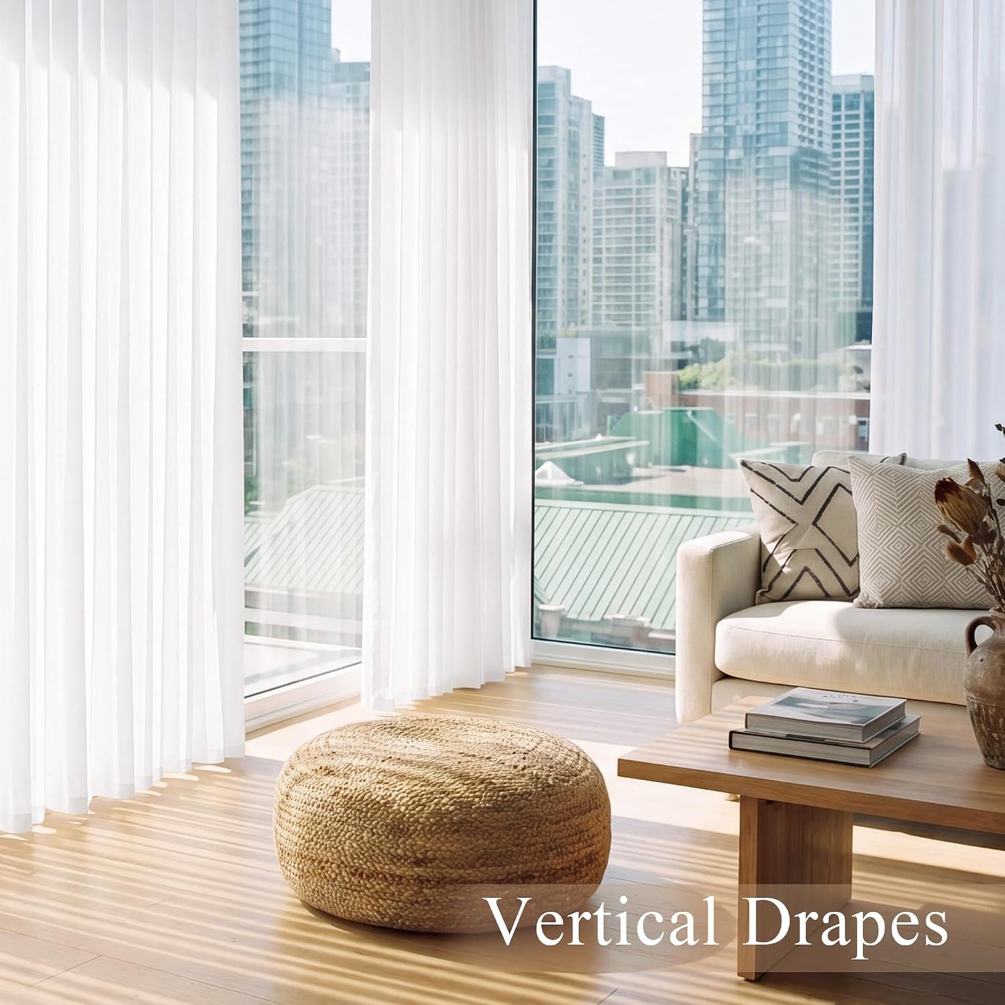 PONY DANCE 4 Panels White Sheer Curtains 96 Inches Long, W 42" x L 96" | Rod Pocket Light Filtering Voile Window Drapes for Living Room & Bedroom, Airy Soft Breathable Fabric Window Treatments