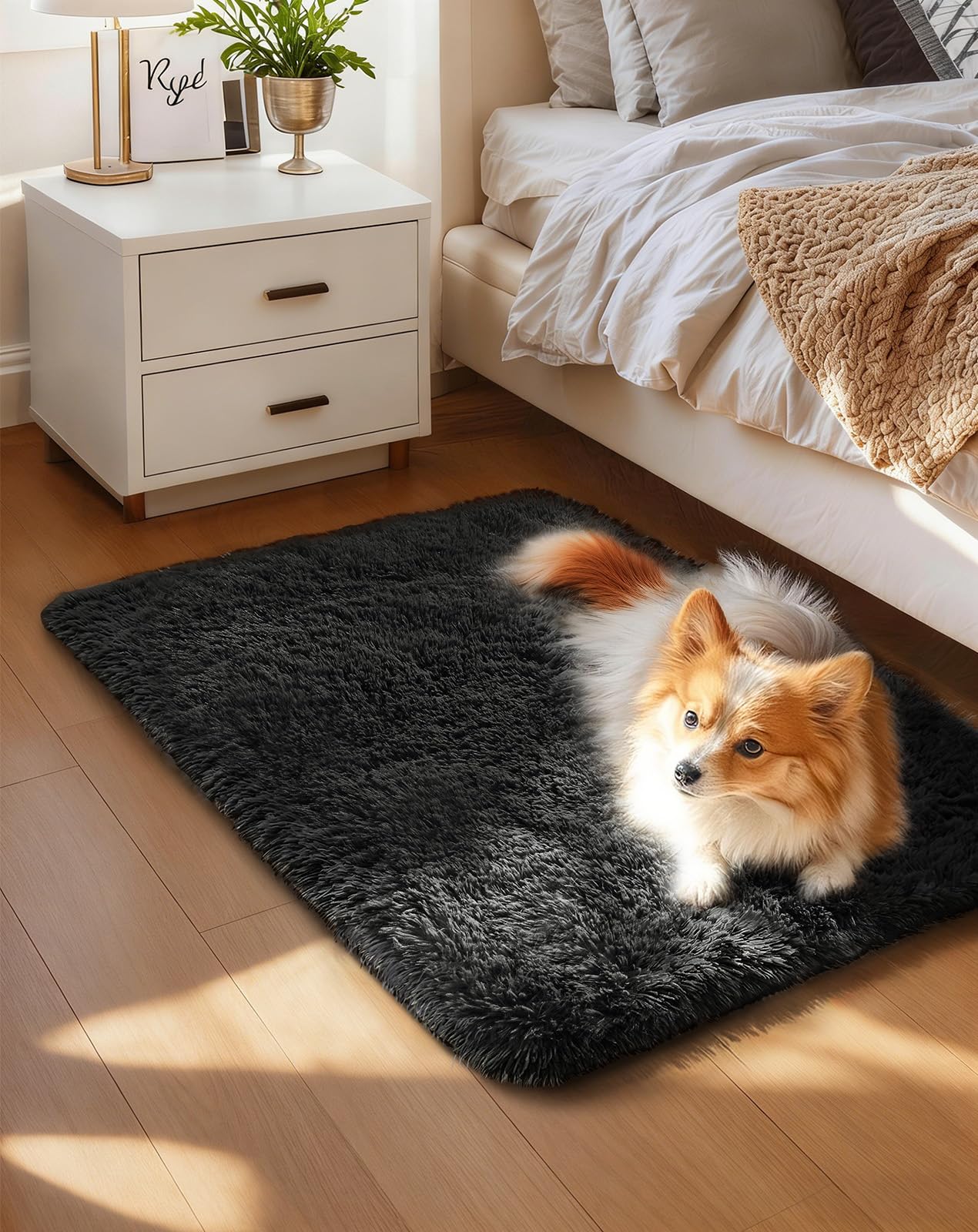 Ophanie 8x10 Area Rugs for Living Room, Washable Non-Slip Fluffy Soft Large Shag Bedroom Carpet, Ivory Big Indoor Nursery Rug, Carpets for Boy and Girls Room Dorm Decor with Over 99 pcs Pile fibers