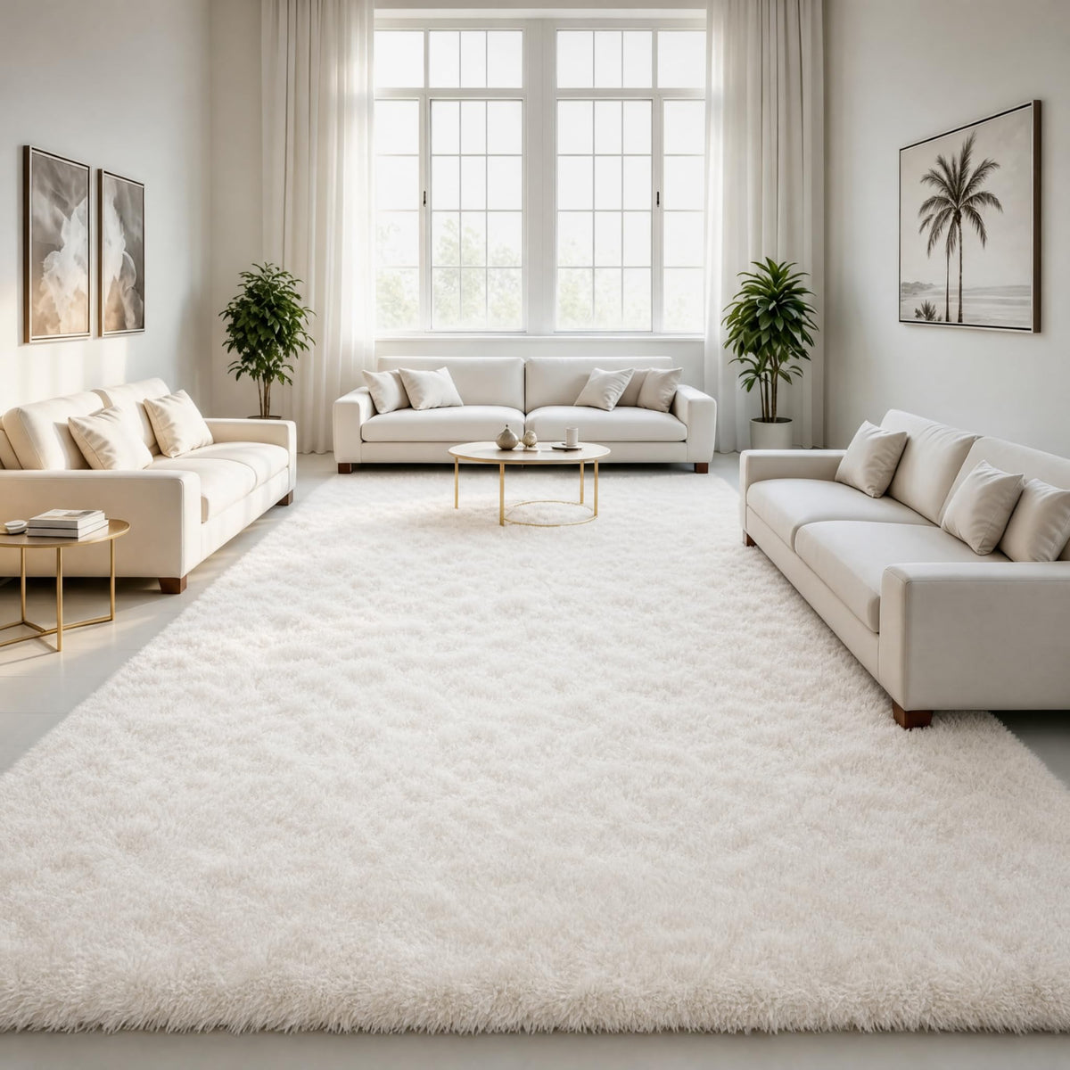LOCHAS Area Rugs Fluffy Living Room Carpets for Kids Bedroom 6x9, Cream | Ultra Soft Indoor Modern Shaggy Rug for Dorm Nursery Boys Girls Home Decor