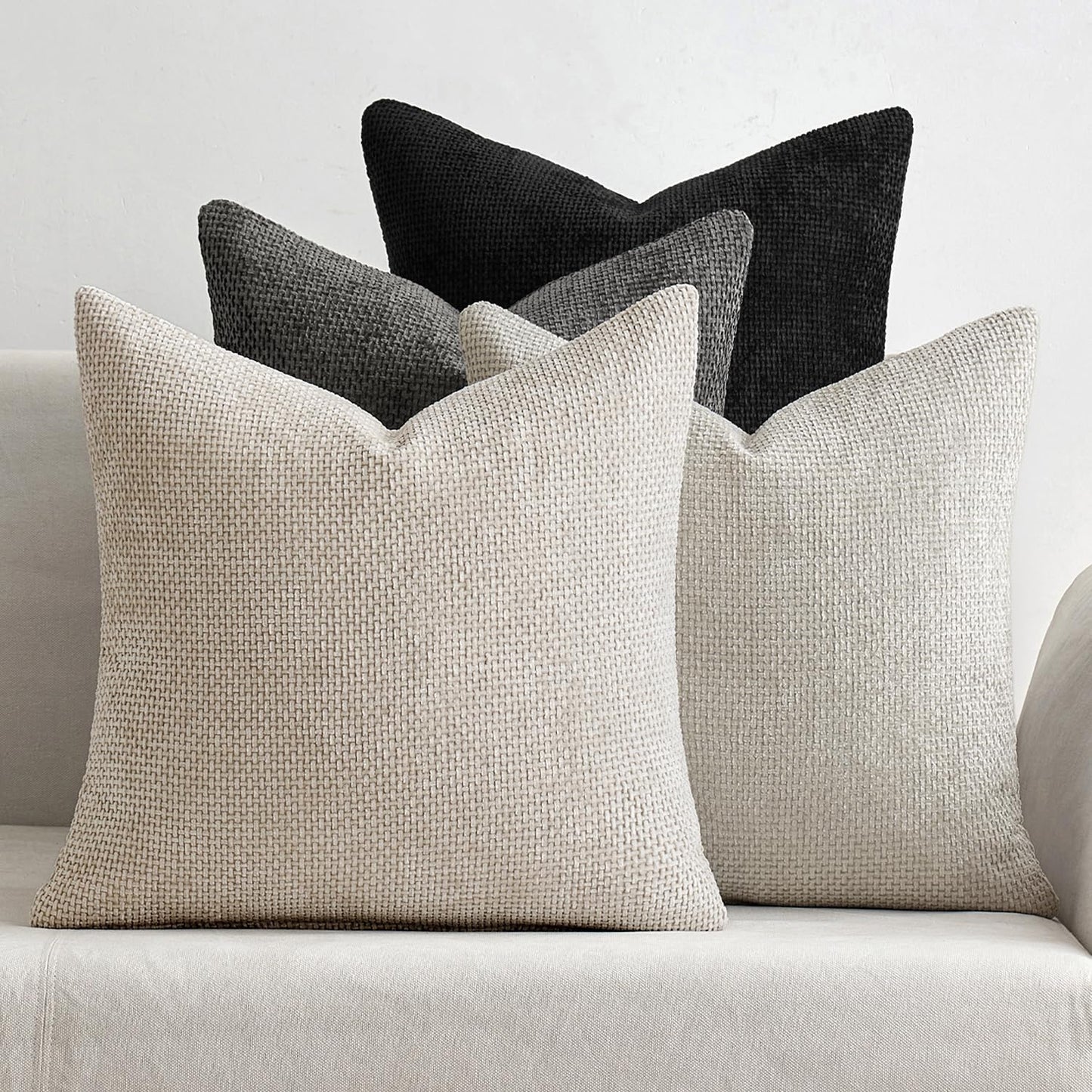MIULEE Soft Decorative Chenille Pillow Covers Blue Series 18x18 Pack of 4 | Modern Coastal Decor, Blue Gradient Set, Couch Throw Pillows, Farmhouse Boho Cushion Covers for Sofa Bed Living Room