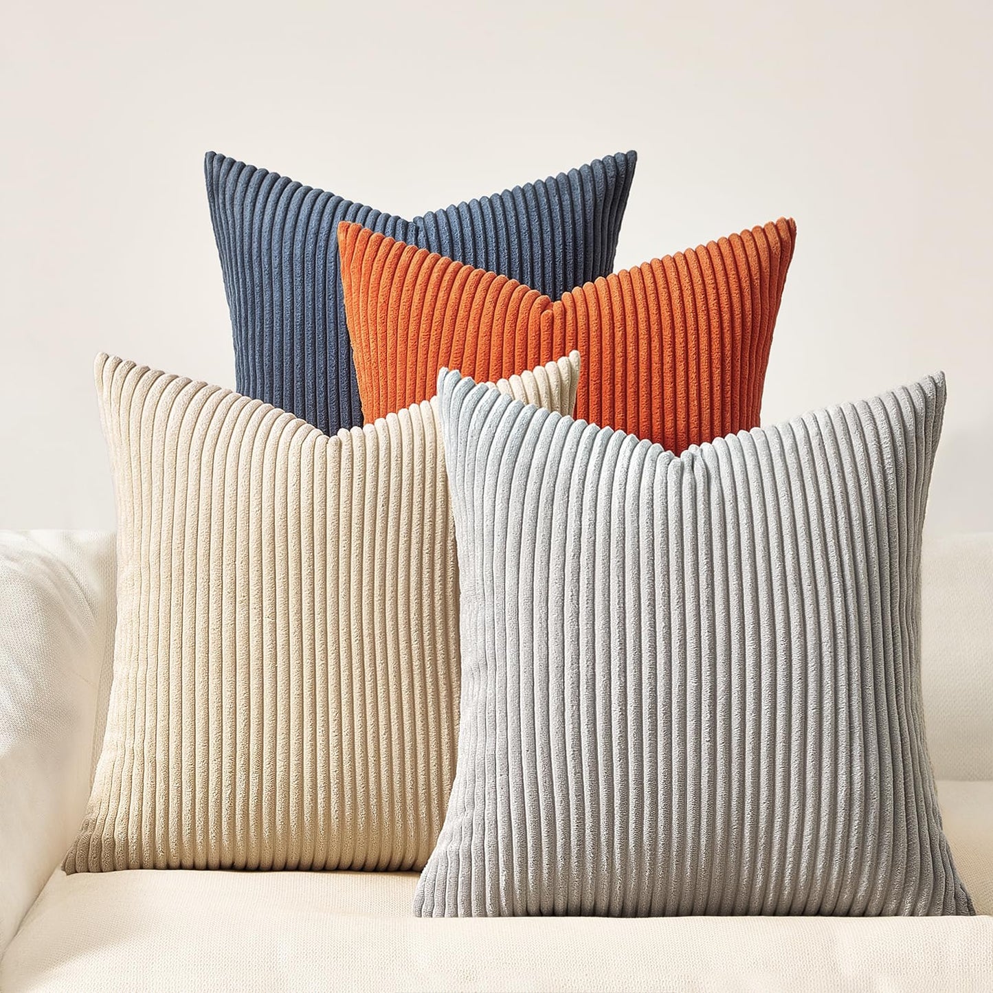Topfinel Decorative Throw Pillow Covers Cushion Cases, Set of 4 Soft Velvet Modern Double-Sided Designs, Mix and Match for Boho Farmhouse Fall Home Decor (18x18 inch, Orange/Teal)