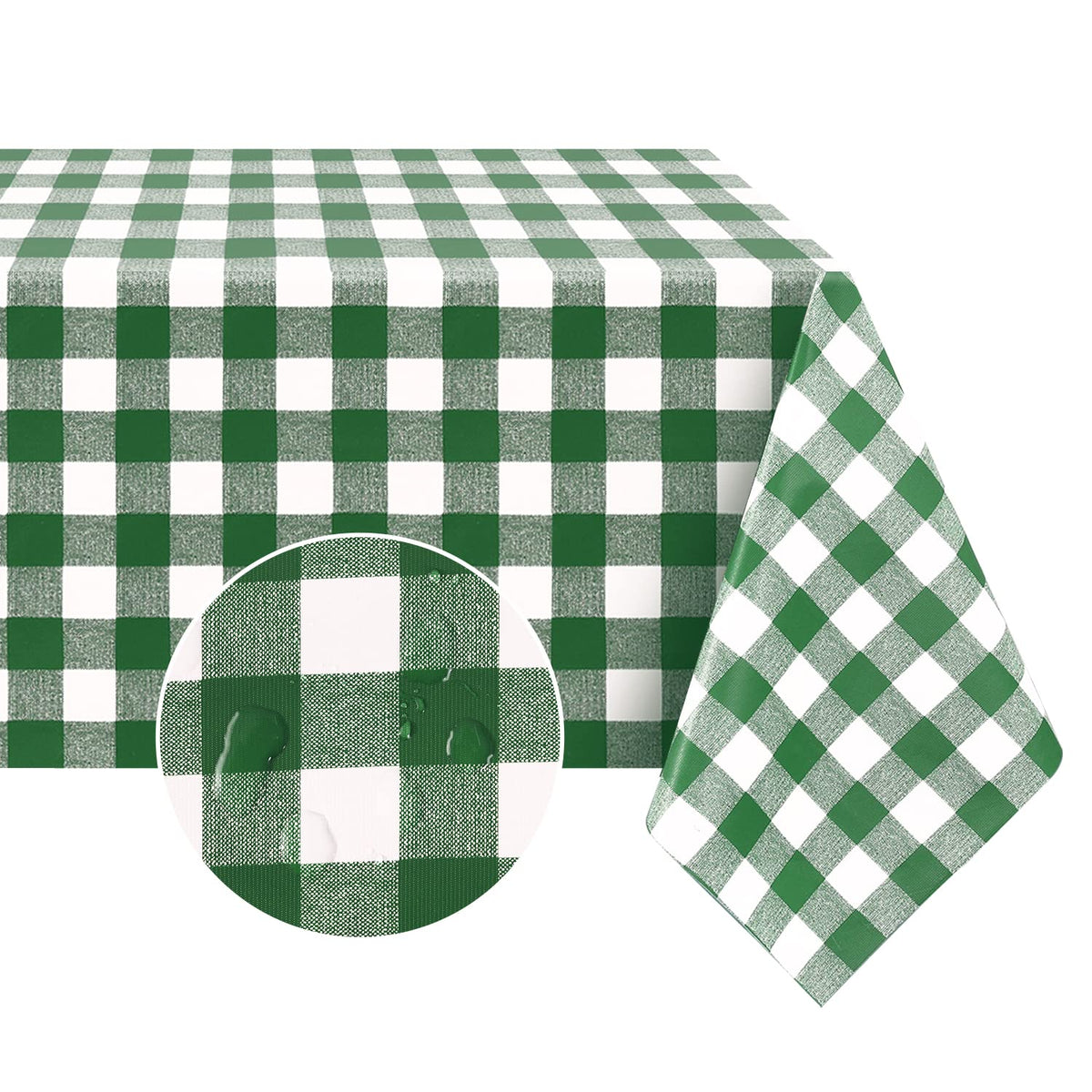 Romanstile Rectangle Vinyl Tablecloth, 100% Waterproof Buffalo Gingham Plastic Table Cloth, Heavy Duty Wipeable Checkered Table Covers for Outdoor, Camping, Picnic, Patio - 54 x 78, Light Blue