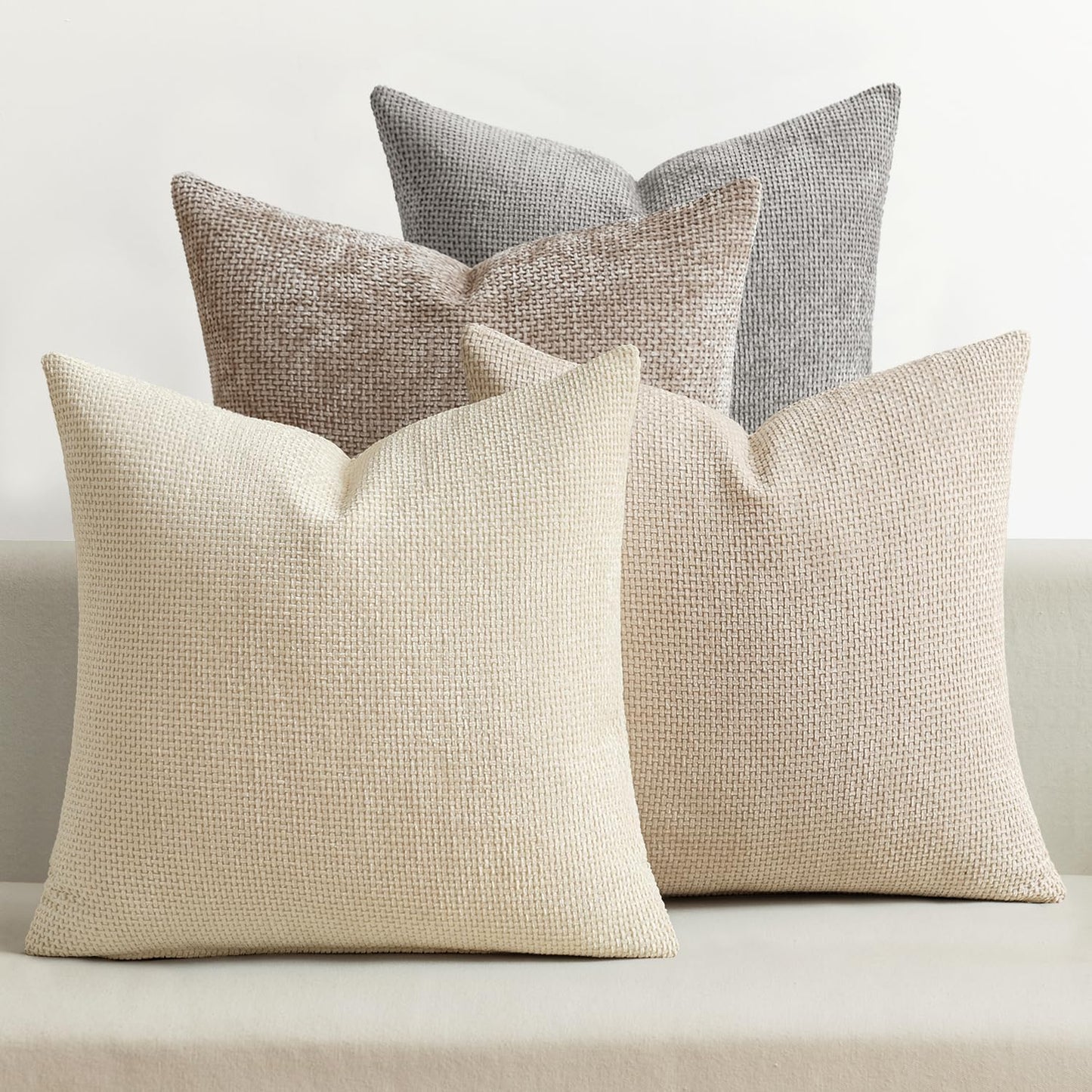 MIULEE Soft Decorative Chenille Pillow Covers Blue Series 18x18 Pack of 4 | Modern Coastal Decor, Blue Gradient Set, Couch Throw Pillows, Farmhouse Boho Cushion Covers for Sofa Bed Living Room