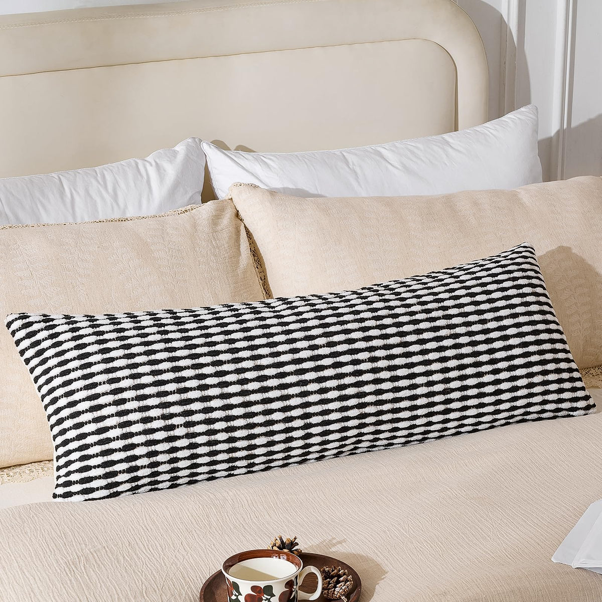 Set of 2 Boho Chenille Pillow Cover Decorative Tufted Pillowcase for Couch Bed Sofa Bedroom Living Room Modern 18 x 18-Inch Brown