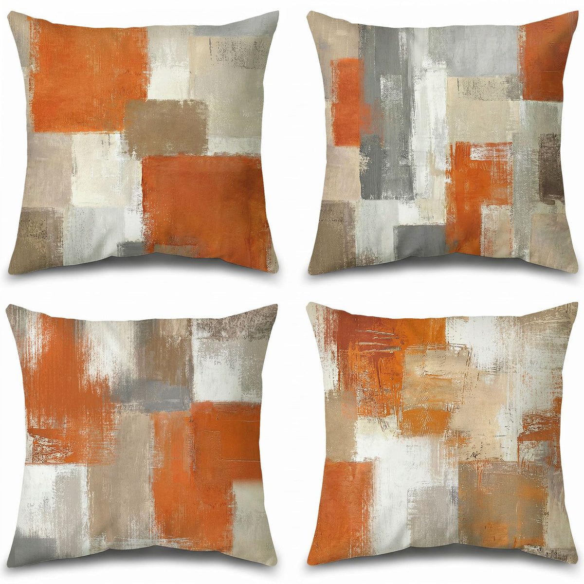 Set of 4 Blue and Grey Abstract Art Artwork Pillow Cover 18 x 18 Inch, Gallery Modern Decorative Throw Pillows Cushion Cover for Bedroom Sofa Living Room | Double-sided vibrant artwork accent cushion covers. Perfect decorative pillows for couch, sofa, bed