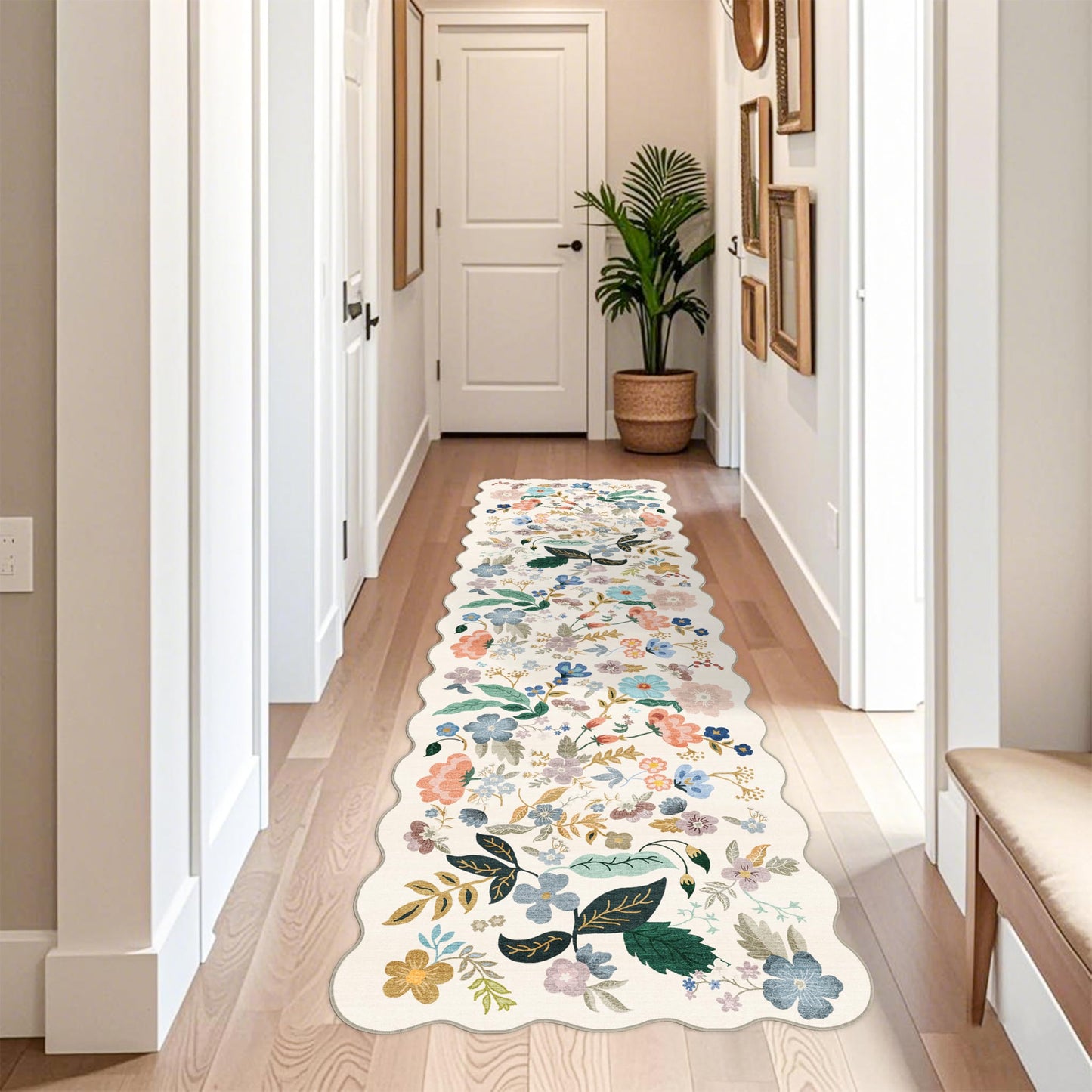 2x6 Hallway Washable Runner Rug : Vintage Soft Kitchen Laundry Runner with Non Slip Backing Farmhouse Entryway Living Room Floor Mat Stain Resistant Carpet for Bedroom Bathroom Distressed Beside Rug