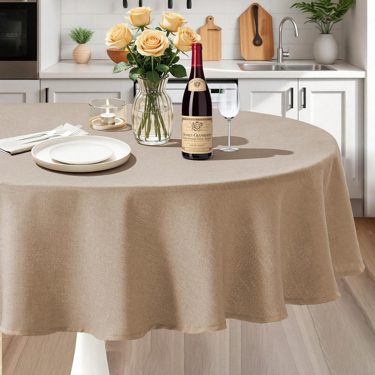 IVAPUPU Textured Linen Rectangle Table Cloth, Sage Green, 52 x 70 Inch | Waterproof Wrinkle-free & Wipeable Tablecloths Rectangular, for Kitchen Wedding Outdoor Birthday Dining Farmhouse Decor