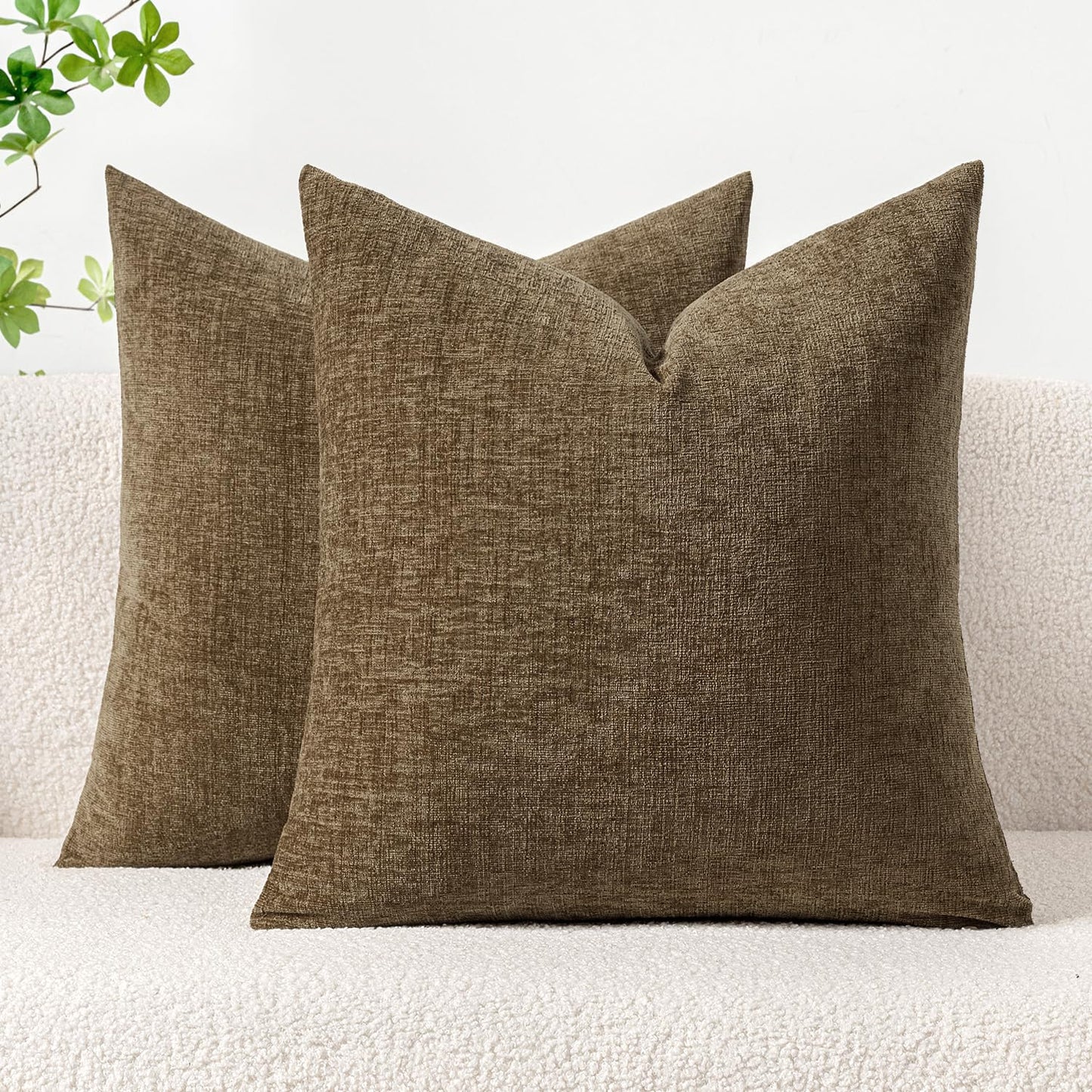 MIULEE Soft Chenille Fall Throw Pillow Covers Burnt Orange 18x18 Pack of 2 | Modern Fall Home Decor, Classic Decorative Pillows, Solid Dyed Cases, Boho Couch Cushion Covers for Sofa Bed Living Room