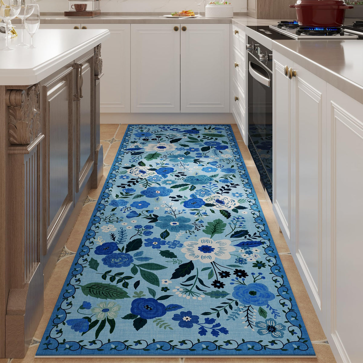 Rugcomf Living Room Rug 5x7 Rug Machine Washable Boho Area Rug Non Slip Floral Vintage Low Pile Large Rugs for Living Room, Bedroom, Farmhouse, Dining Room, Kids Playroom(Black)