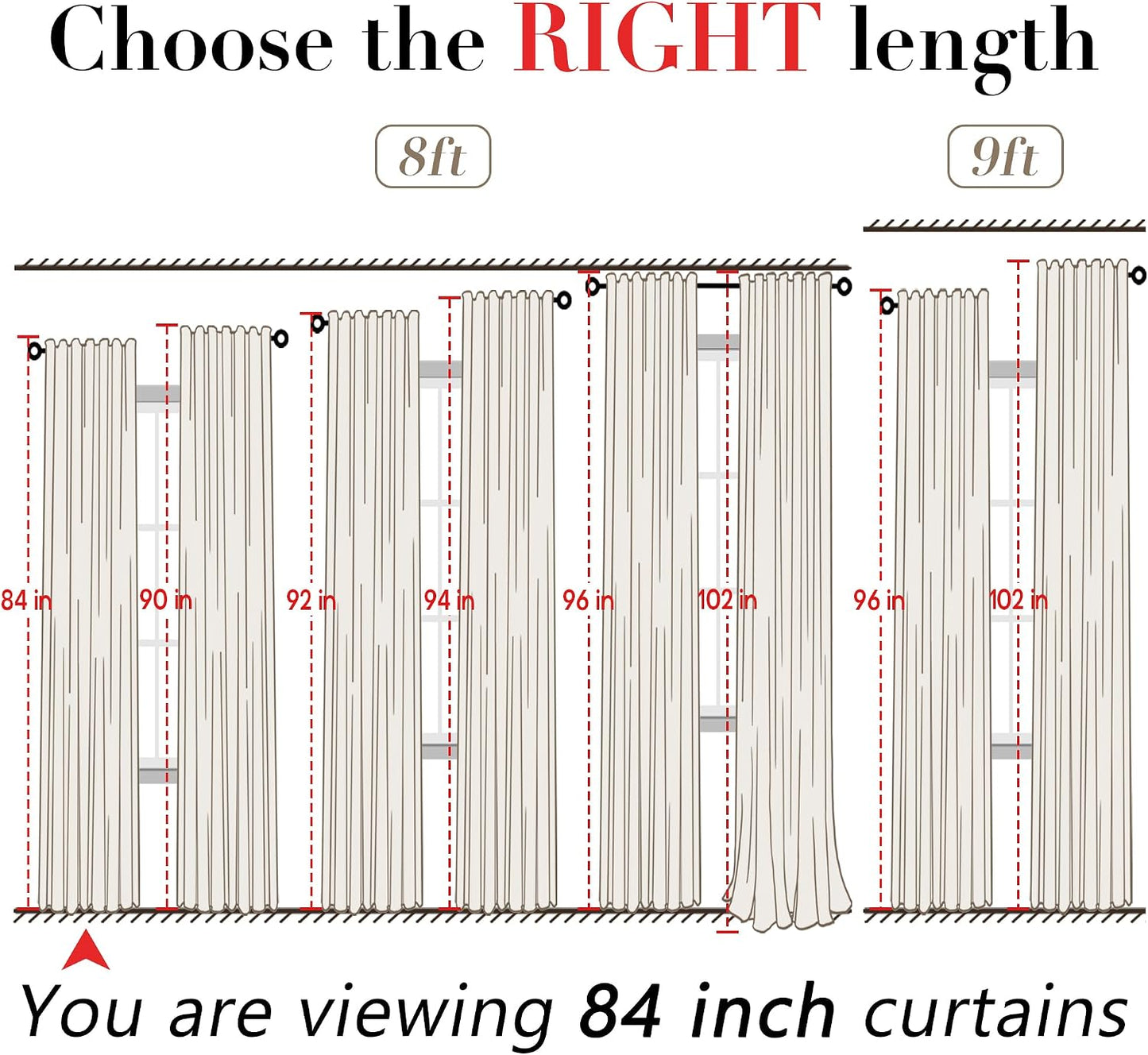 Linen Cotton Curtains for Living Room, Cream Off White Natural Fabric Light Filtering Semi Sheer Curtains 84 Inches Long, Ivory Pleated Farmhouse Curtain Drapes 84 Inch Length 2 Panels Set Dining Room