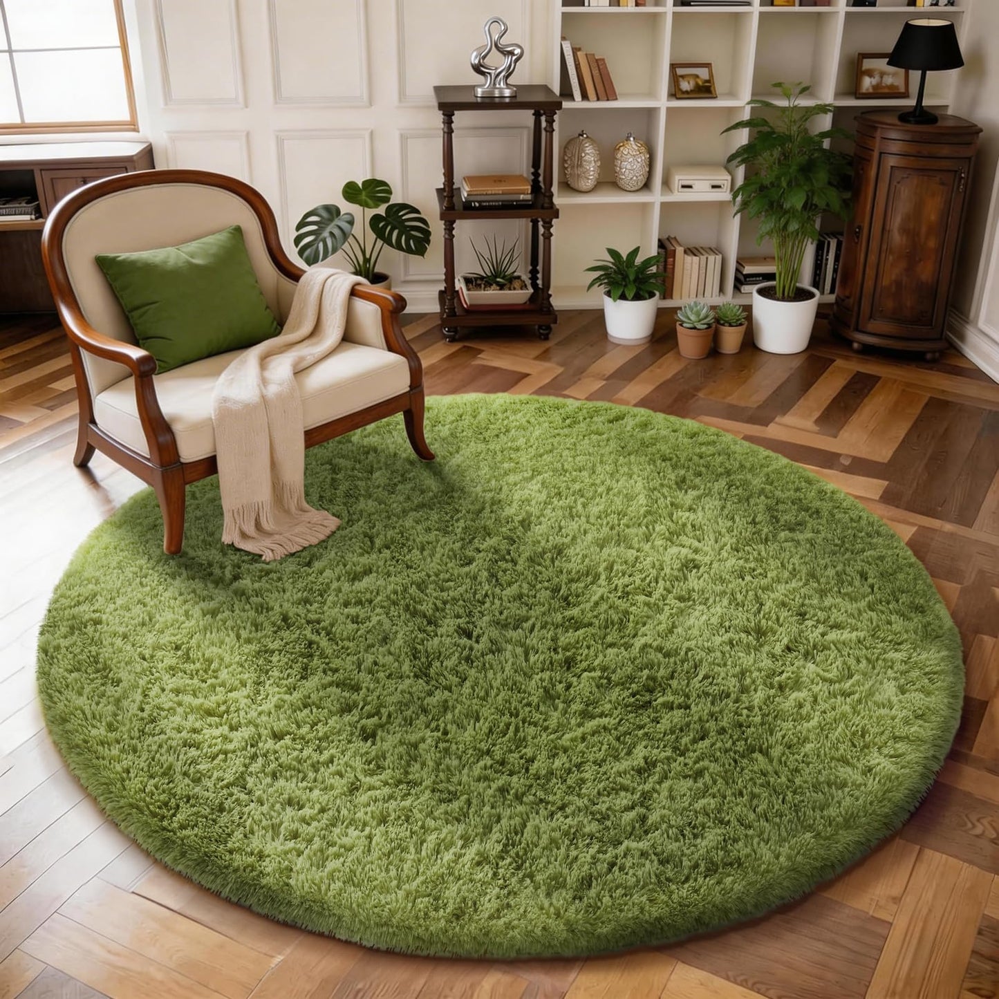Ophanie 8x10 Area Rugs for Living Room, Washable Non-Slip Fluffy Soft Large Shag Bedroom Carpet, Ivory Big Indoor Nursery Rug, Carpets for Boy and Girls Room Dorm Decor with Over 99 pcs Pile fibers