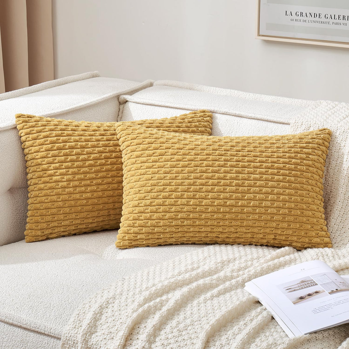 MIULEE Decorative Throw Pillow Covers 18x18 Sage Green Textured Corduroy | Pack of 2 Striped Pillow Covers Modern Farmhouse Home Decor for Couch Bed Sofa Living Room