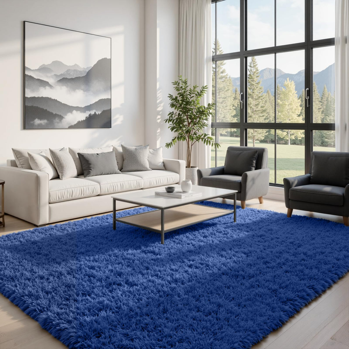 8x10 Fluffy Shag Area Rugs for Living Room Bedroom: Soft Plush Carpet Grey | Upgraded Non-Slip Thick Memory Foam, Ultra Soft, Non-Shedding Fuzzy Carpet, Easy Clean Decor for Kids Room, Nursery, Playroom
